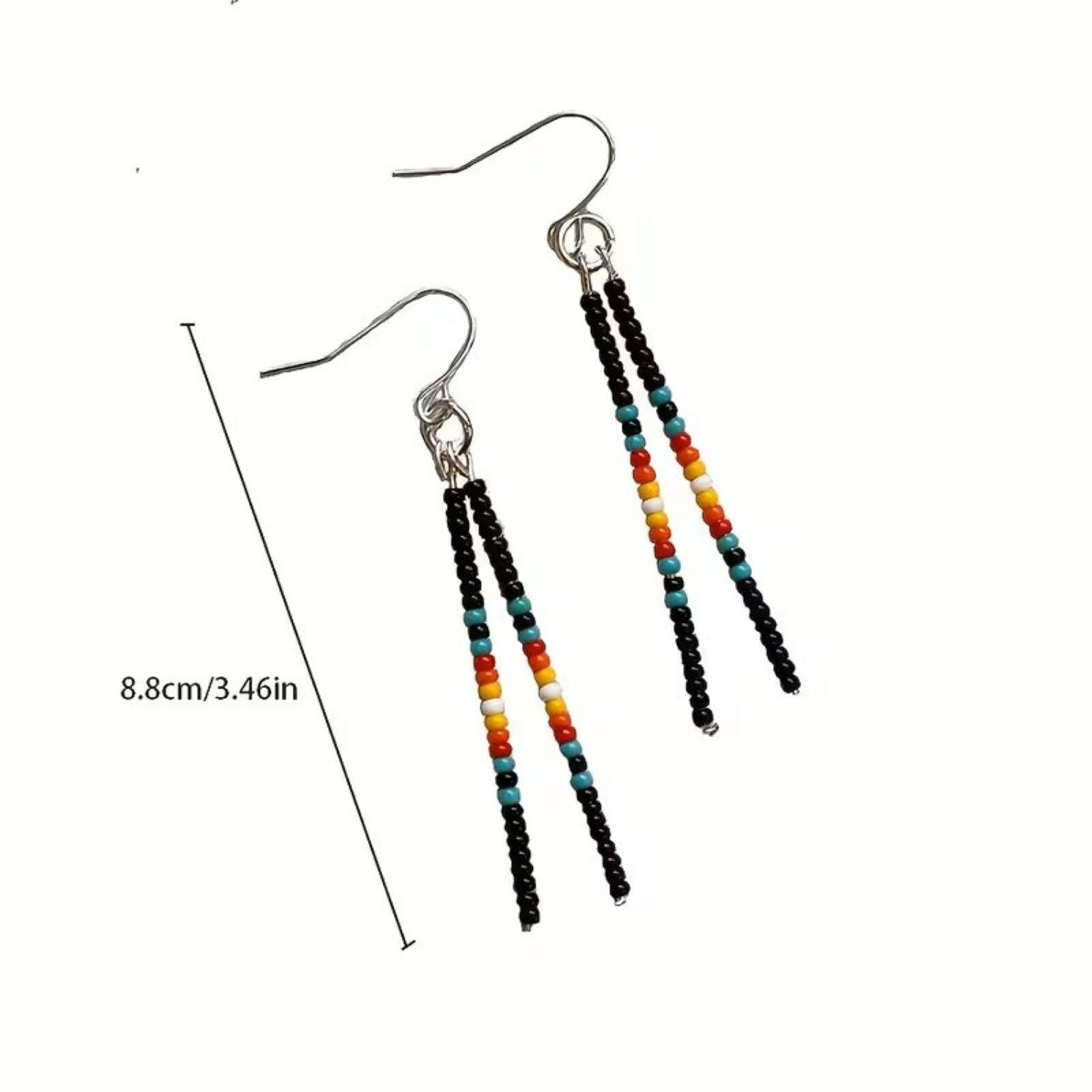Other Beaded Dangle Earrings Black Multicolor Seed Beads Size ONE SIZE - 2 Thumbnail