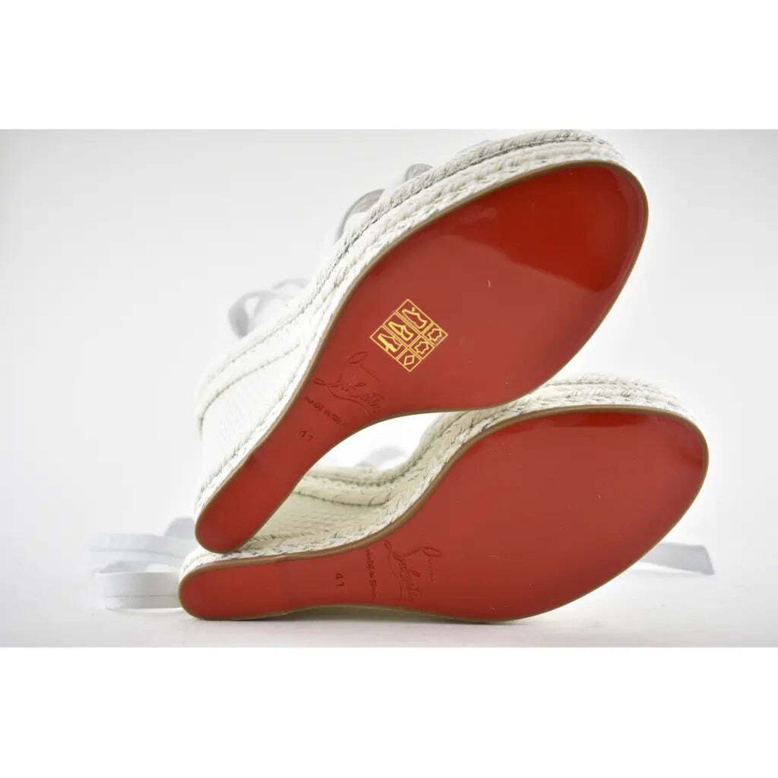 Christian Louboutin Lagoadonna 120 White Lace Up Platform Wedge Sandal Heel 41 Size US 11 / IT 41 - 12 Thumbnail