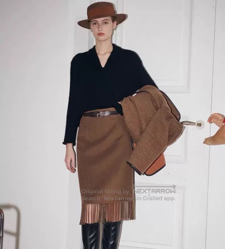 Hermes Hermes Camel Cashmere Fringe Skirt Size 25" / US 0 / IT 36 - 8 Thumbnail