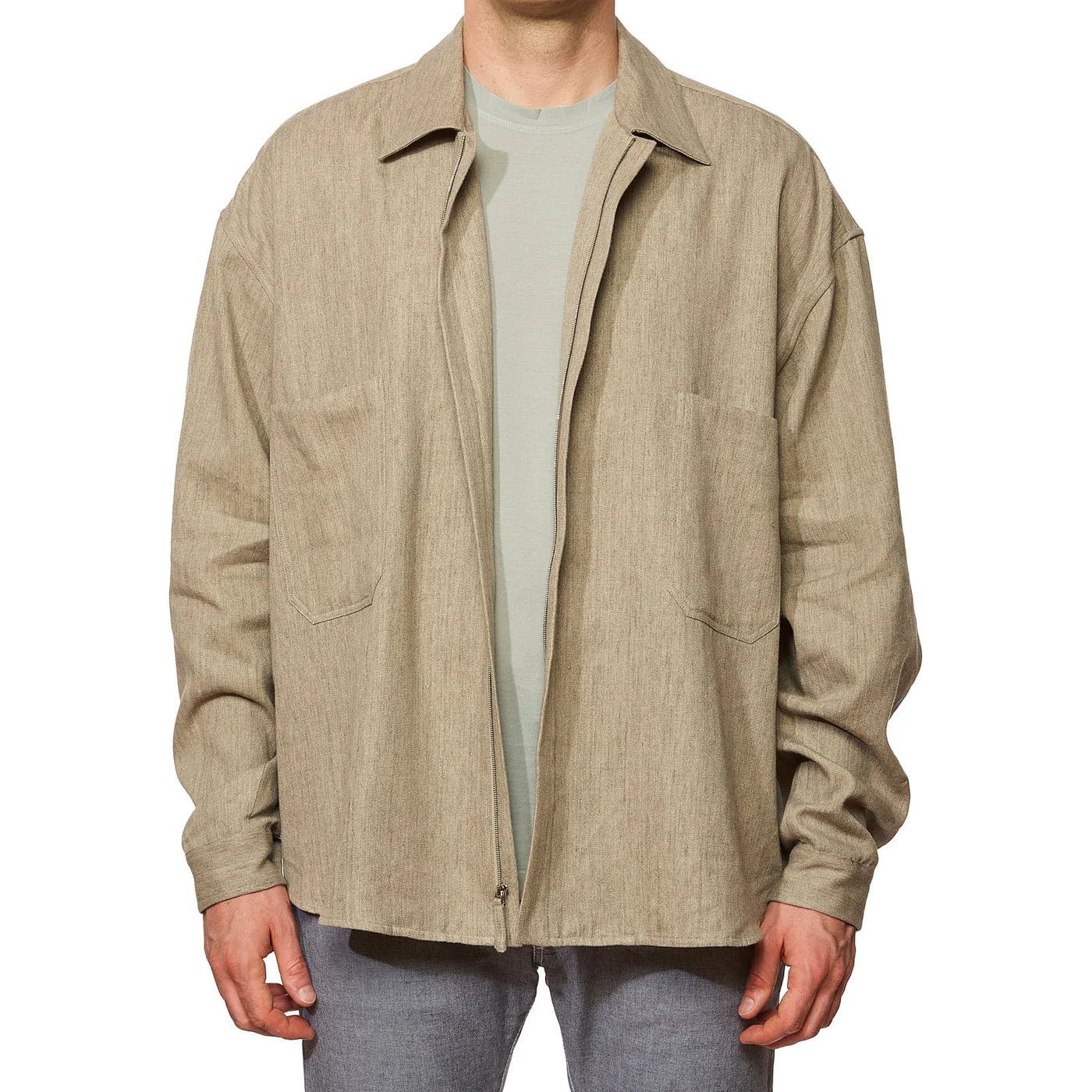 The Row THE ROW "Amoneto" Beige Linen-Cashmere Jacket Overshirt Size US L / EU 52-54 / 3 - 1 Thumbnail