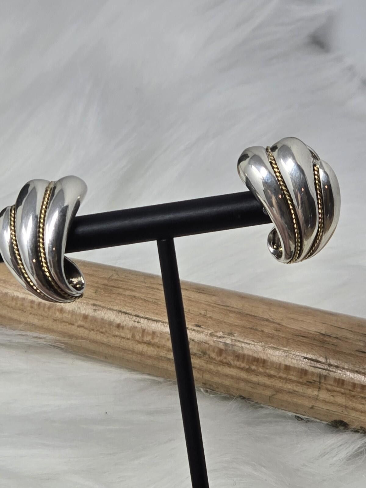 Tiffany & Co. Vintage Tiffany & Co. 925 18k Gold Rope Shell Earrings Size ONE SIZE - 1 Thumbnail