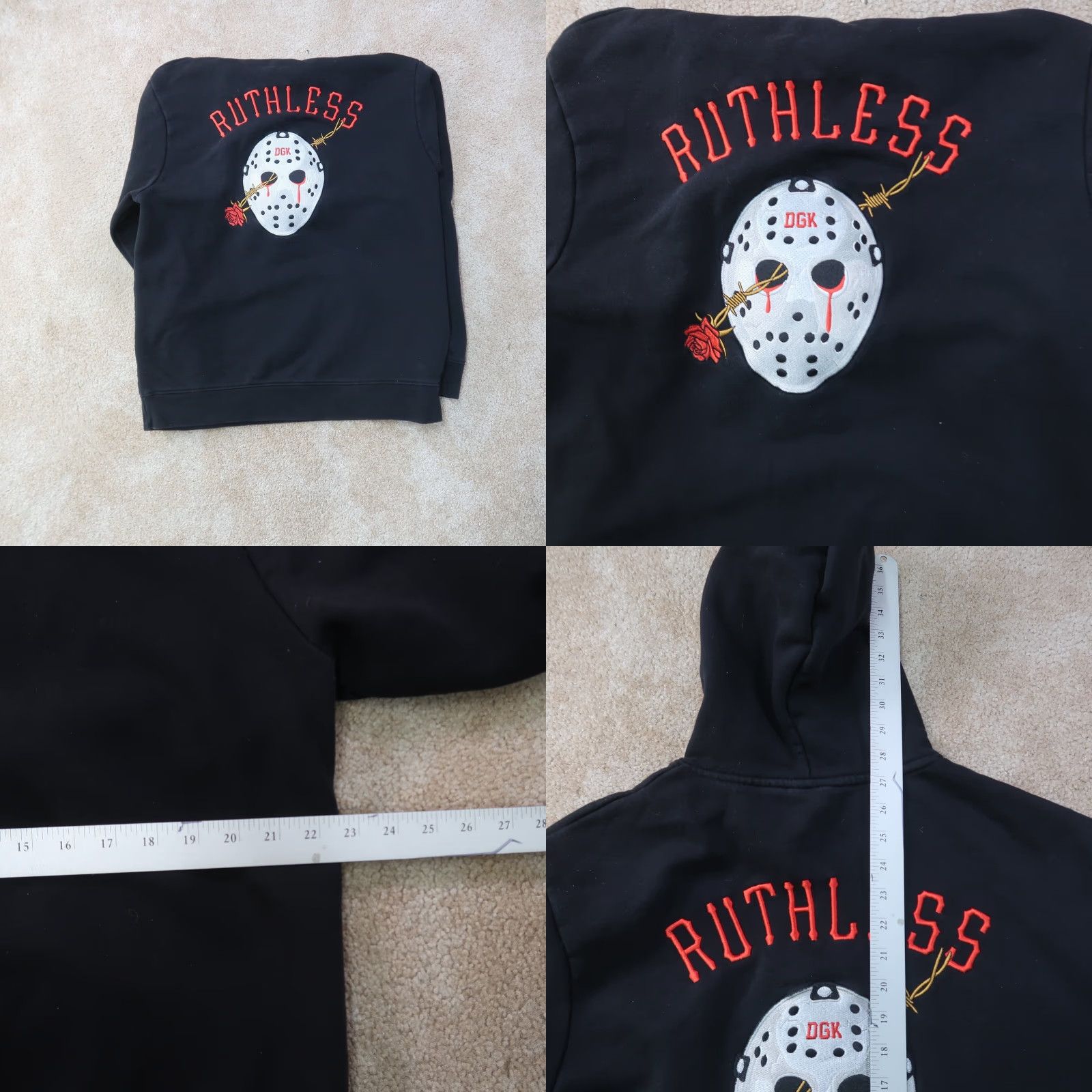 DGK DGK Hoodie Mens Large Black Pullover Sweatshirt Jason Friday The 13th Embroidered Hooded • Regular Fit, Cotton Fleece, Drawstring, Long Sleeve, Knit Size US L / EU 52-54 / 3 - 8 Thumbnail