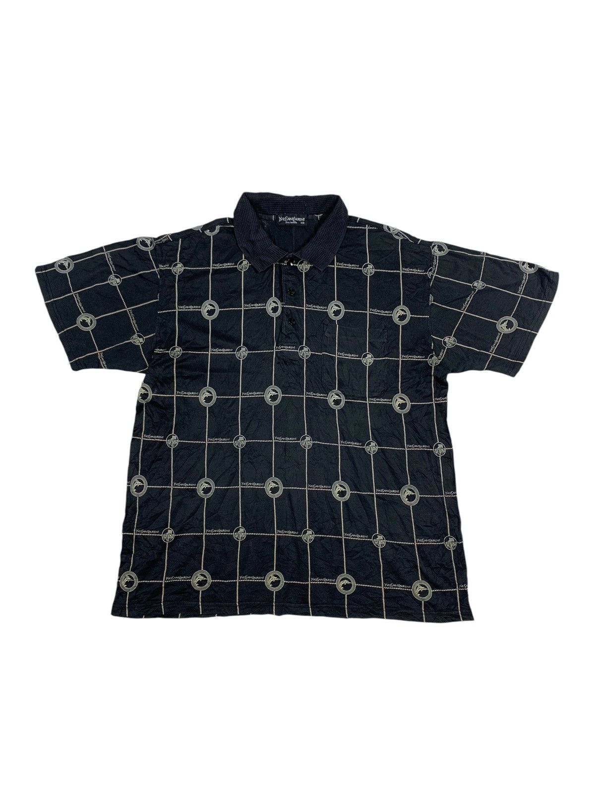 Vintage ☠️NEED GONE☠️ Vintage Yvessaintlauren Full Printed Polo Shirt Size US L / EU 52-54 / 3 - 1 Thumbnail