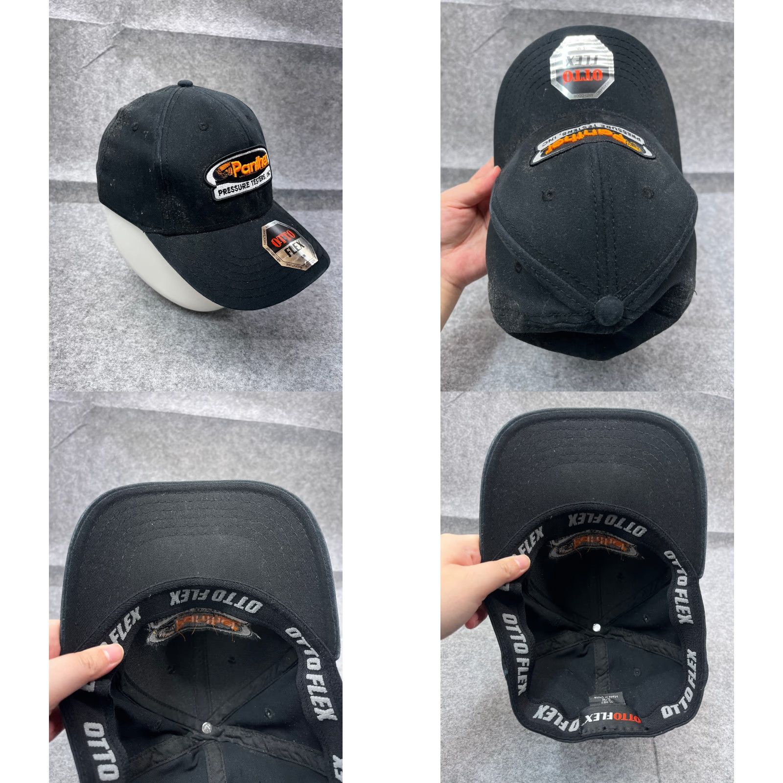 Vintage Otto Hat Cap Panther Pressure Testers Fitted Adult Medium Black Cotton Blend Baseball Cap Mens Size US 31 - 8 Thumbnail