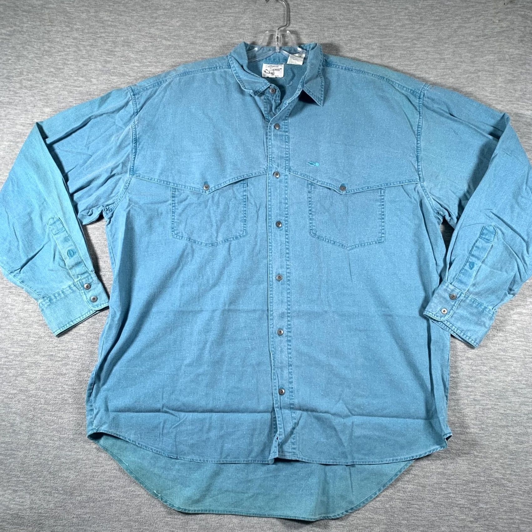 Denime Silver Spur Shirt Mens XL Blue Denim Long Sleeve Western Button Front Casual Size US XL / EU 56 / 4 - 2 Thumbnail