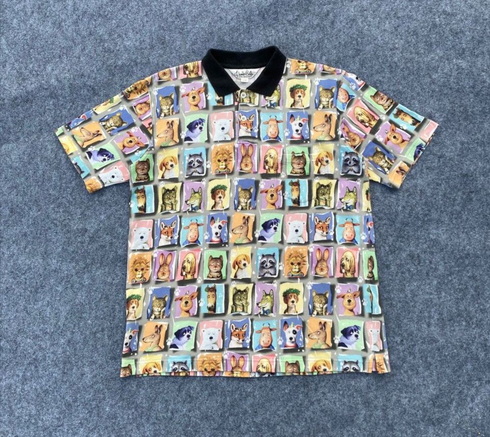 Japanese Brand Vintage Kunio Collection Dog Overprint Movie Polo Shirt Size US L / EU 52-54 / 3 - 1 Thumbnail