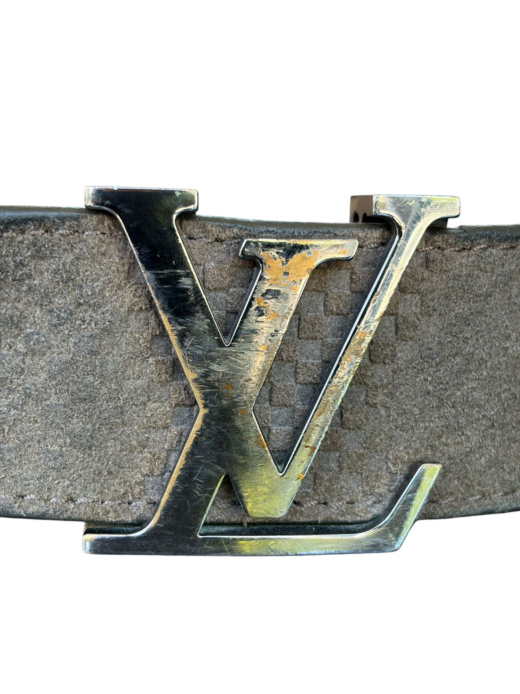 Louis Vuitton Louis Vuitton Light Brown Damier & Silver Buckle Suede Belt Size 32 - 3 Thumbnail