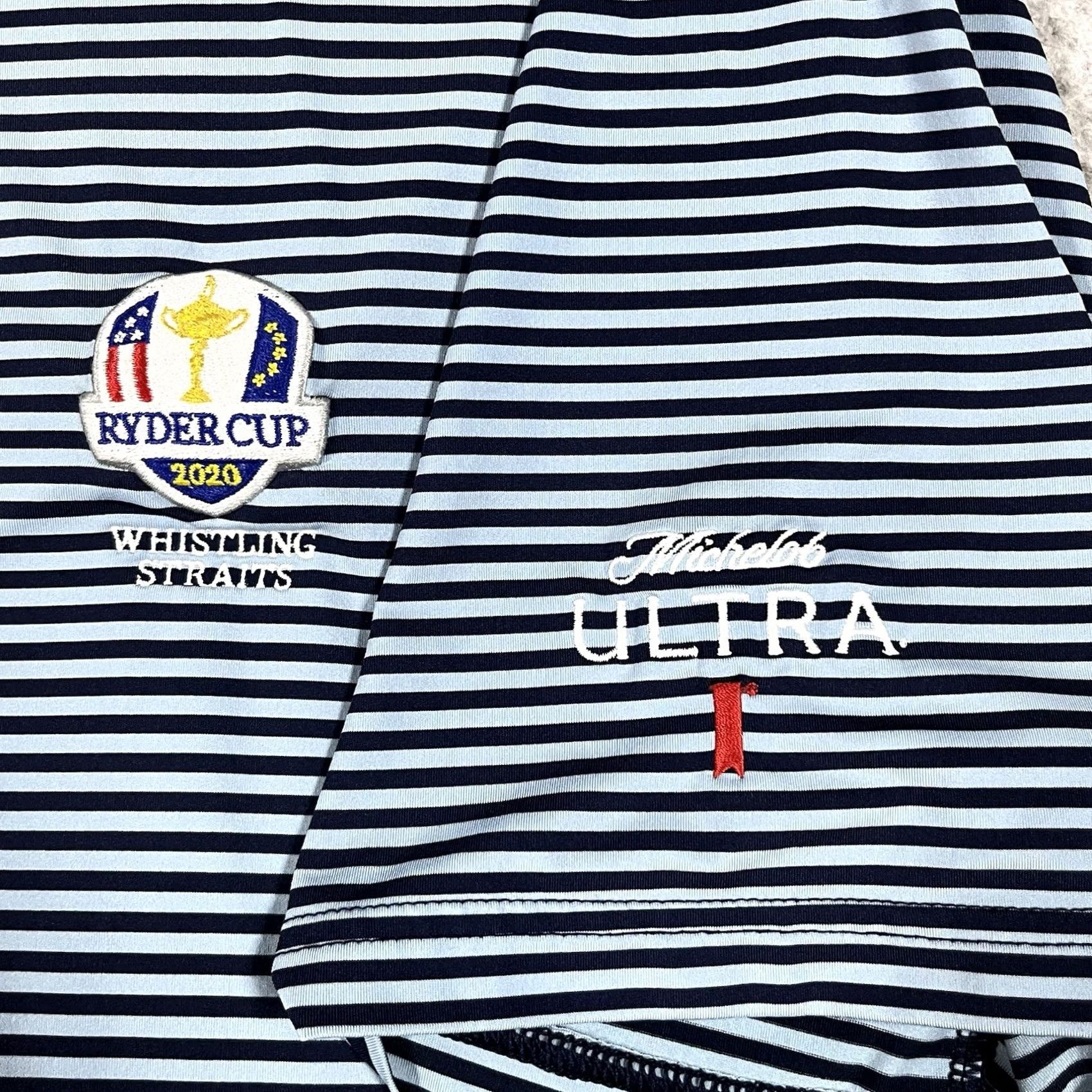 RLX Ralph Lauren RLX Ralph Lauren Polo Shirt Mens L Ryder Cup Whistling Straits Michelob Ultra Blue Short Sleeve Button-Front Knit Polo Size US L / EU 52-54 / 3 - 4 Thumbnail
