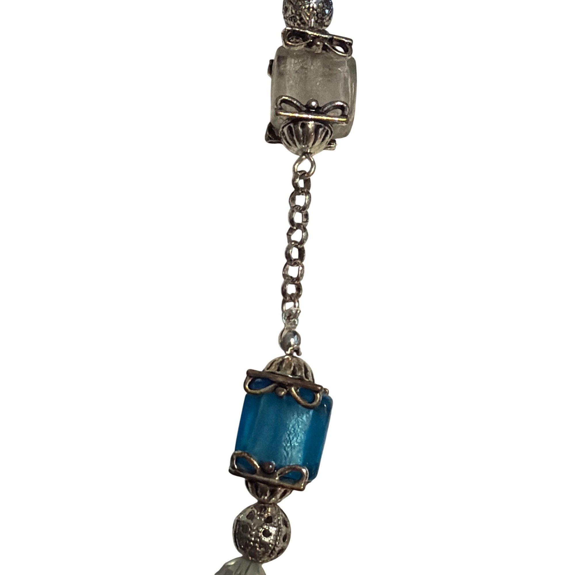 Other Vintage Avon Silver Tone Beaded Necklace Blue Green Pendant Size ONE SIZE - 3 Thumbnail
