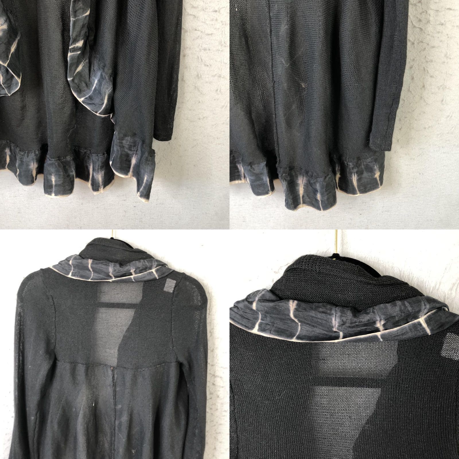 Vintage Viviana Uchitel Cardigan Sweater Womens Medium Black Sheer Cardigan Whimsigoth Open Front Lightweight Boho Knit Size M / US 6-8 / IT 42-44 - 8 Thumbnail