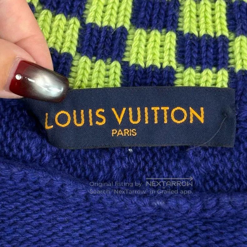 Louis Vuitton Louis Vuitton Electric Blue Checker Half Wool Sweater Size US S / EU 44-46 / 1 - 5 Thumbnail