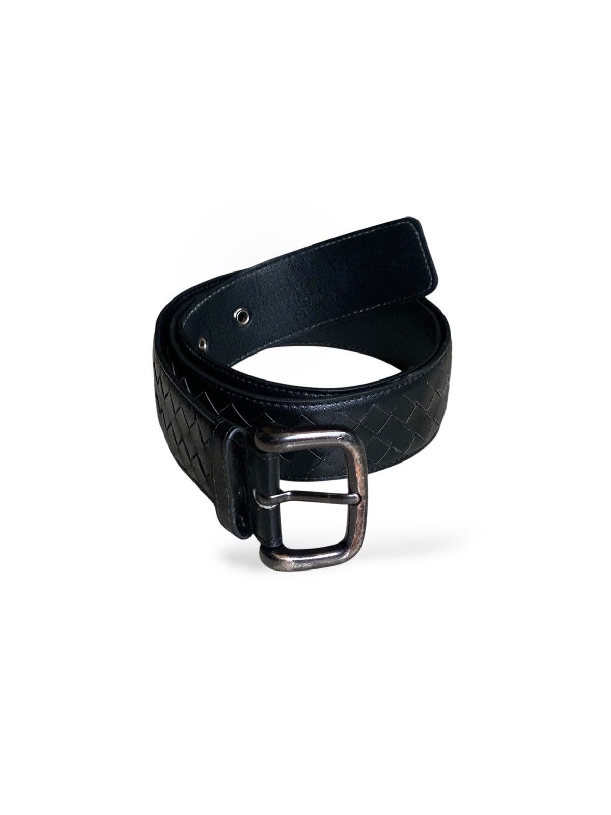 Vintage Woven intrecciato leather belt black bottega veneta Size 34 - 2 Thumbnail