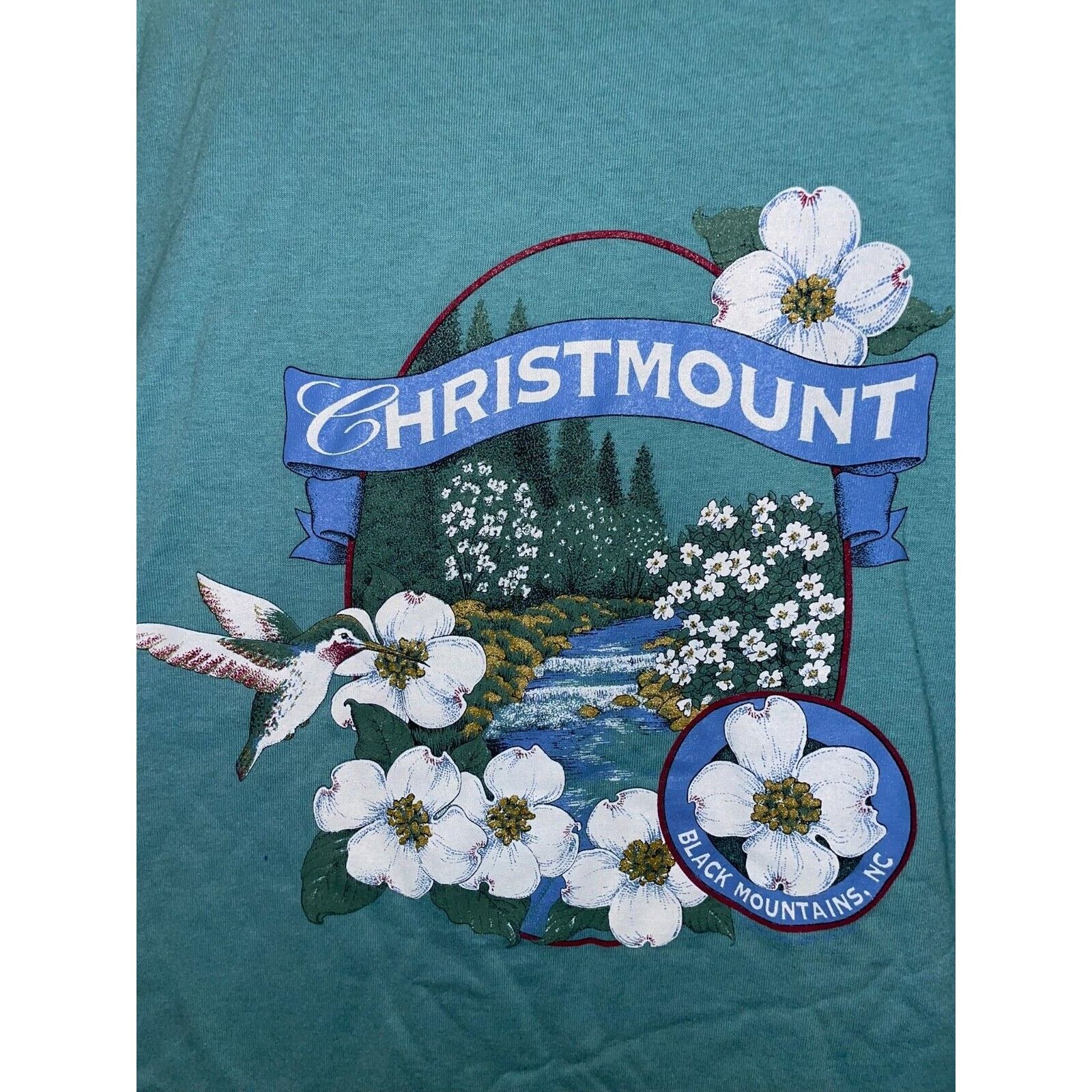 Jerzees Vintage Christmount Shirt Black Mountains NC Tee Large 90s Size US L / EU 52-54 / 3 - 2 Thumbnail