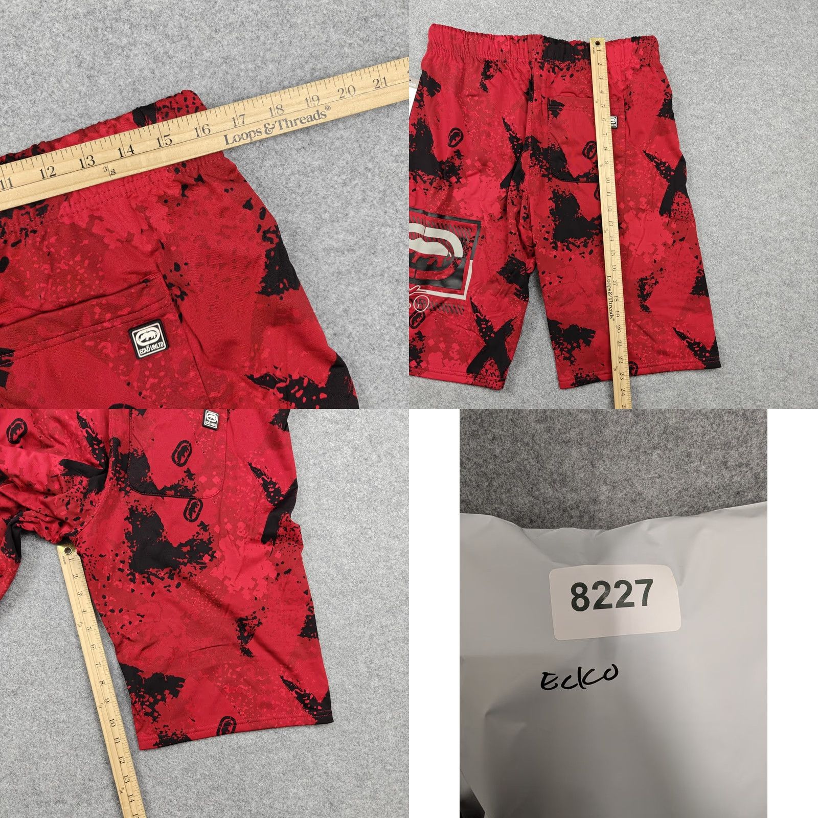 Ecko Unltd. Ecko Unltd Shorts Mens Medium Red Sponge Camo Drawstring Logo Pocket EO12N166T Size US 31 - 8 Thumbnail