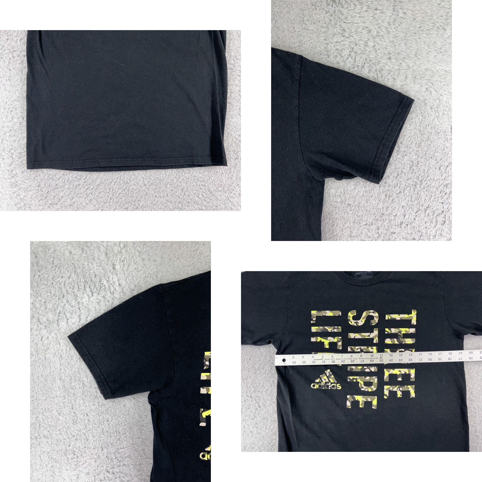 Adidas Adidas Shirt Mens Medium Black Three Stripe Logo Camouflage 100% Cotton Crew Neck T-Shirt Size US M / EU 48-50 / 2 - 8 Thumbnail