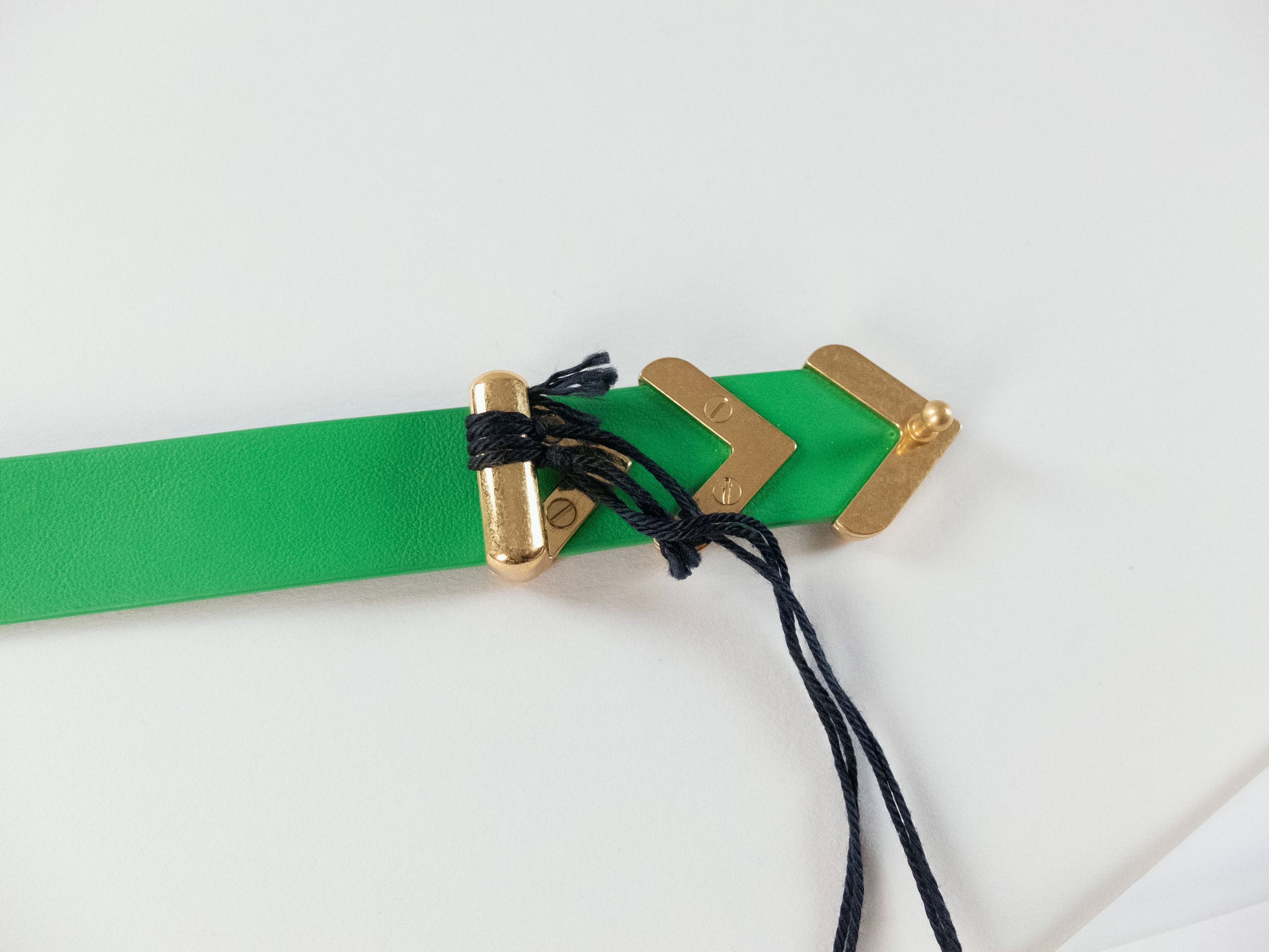 Bottega Veneta BOTTEGA VENETA green & gold chevron leather belt 75 Size ONE SIZE - 8 Thumbnail