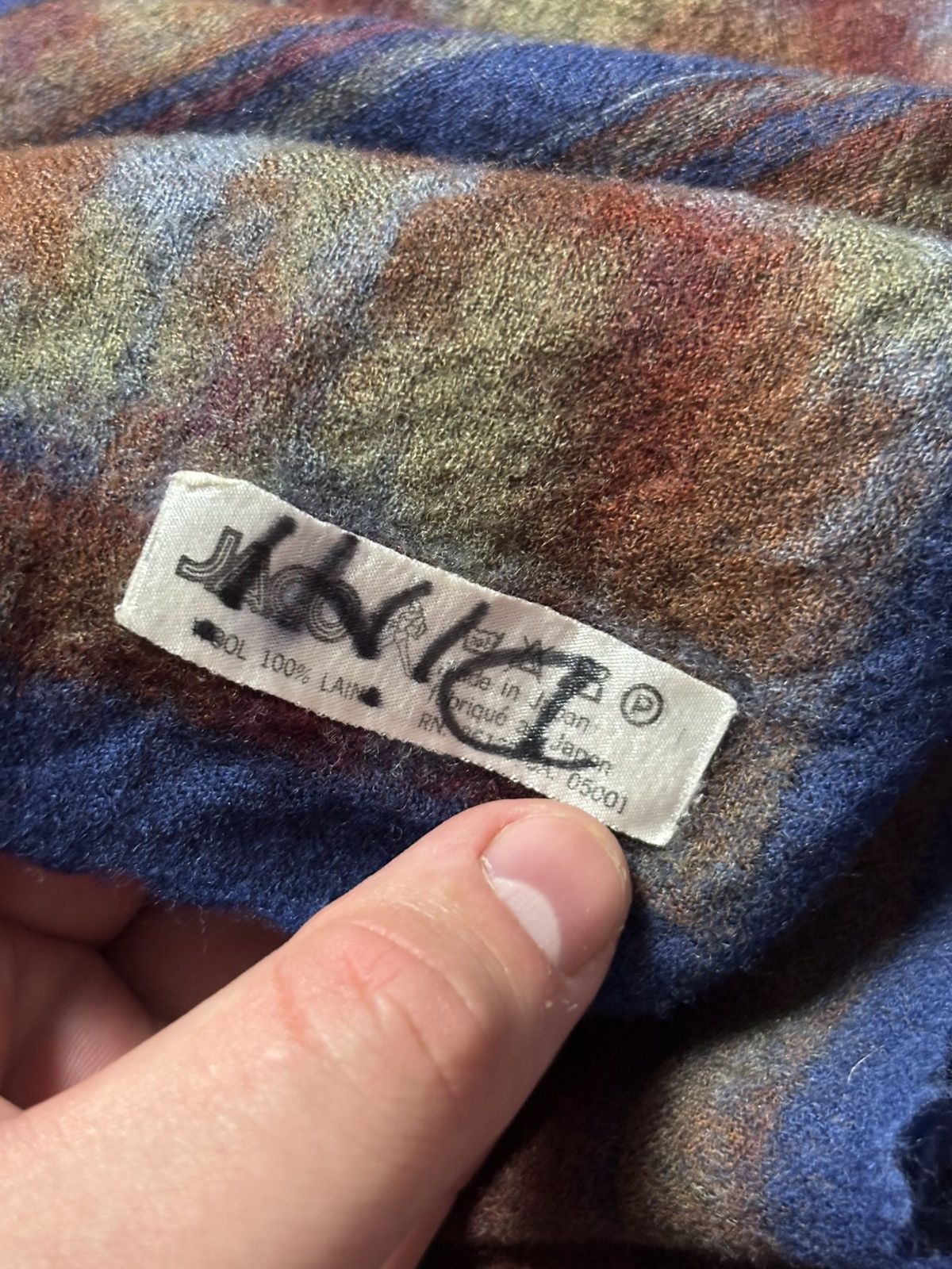 Japanese Brand VTG JAGO Wool Scarf Made in Japan Square Multicolor 76x80 Size ONE SIZE - 4 Thumbnail