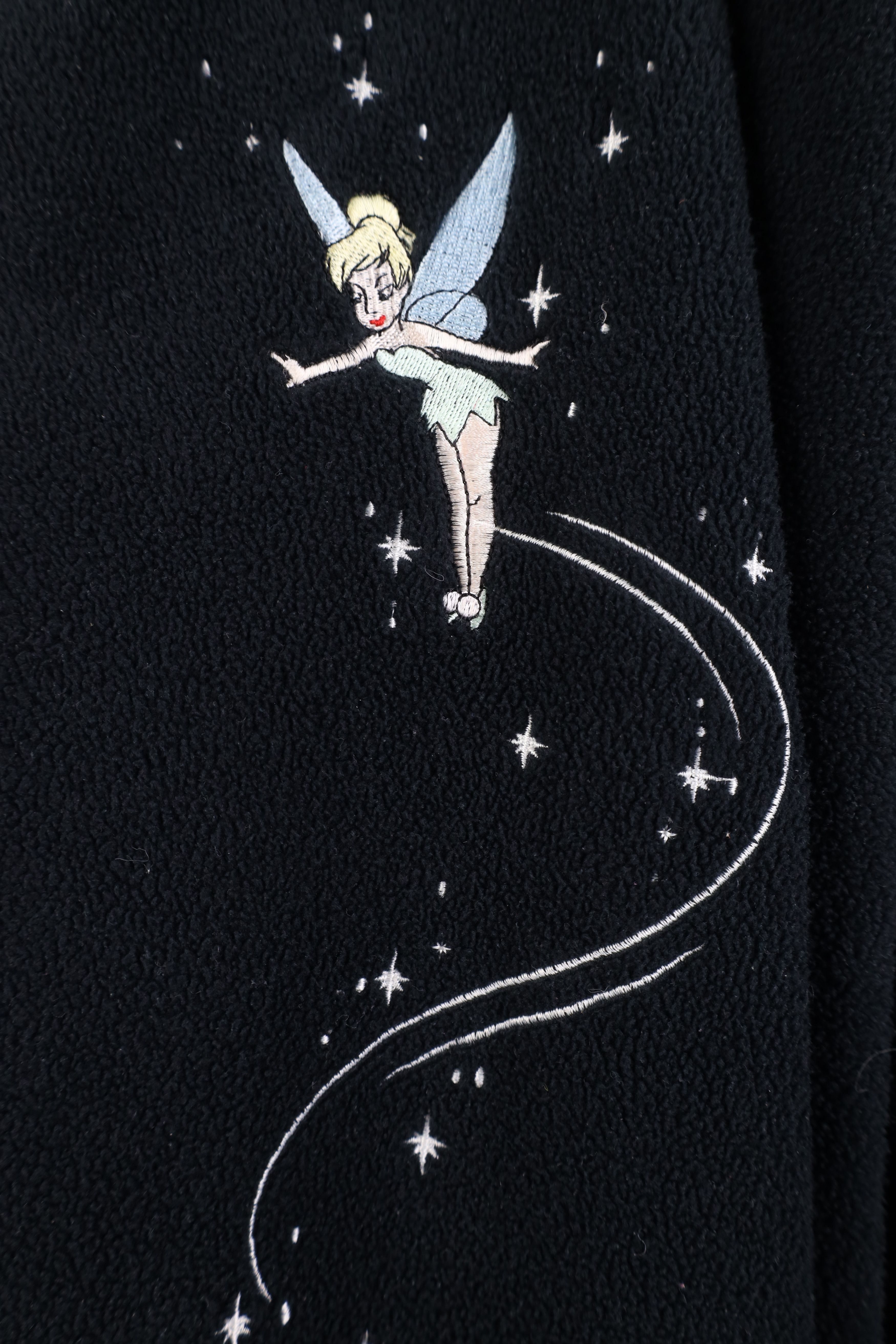 Disney Vintage 90s Disney Tinker Bell Fringed Fleece Jacket Black Size XXL / US 16-18 / IT 52-54 - 4 Thumbnail