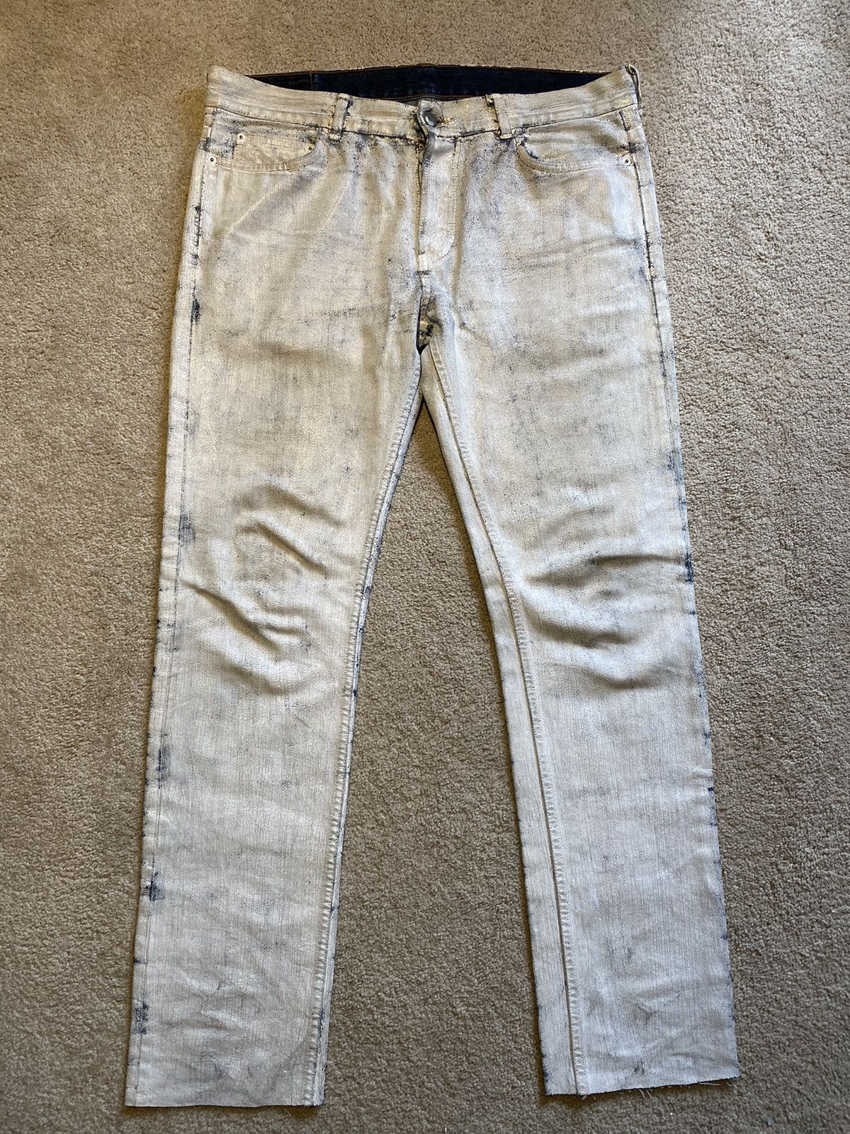 image of Maison Margiela White Paint Denim, Men's (Size 32)