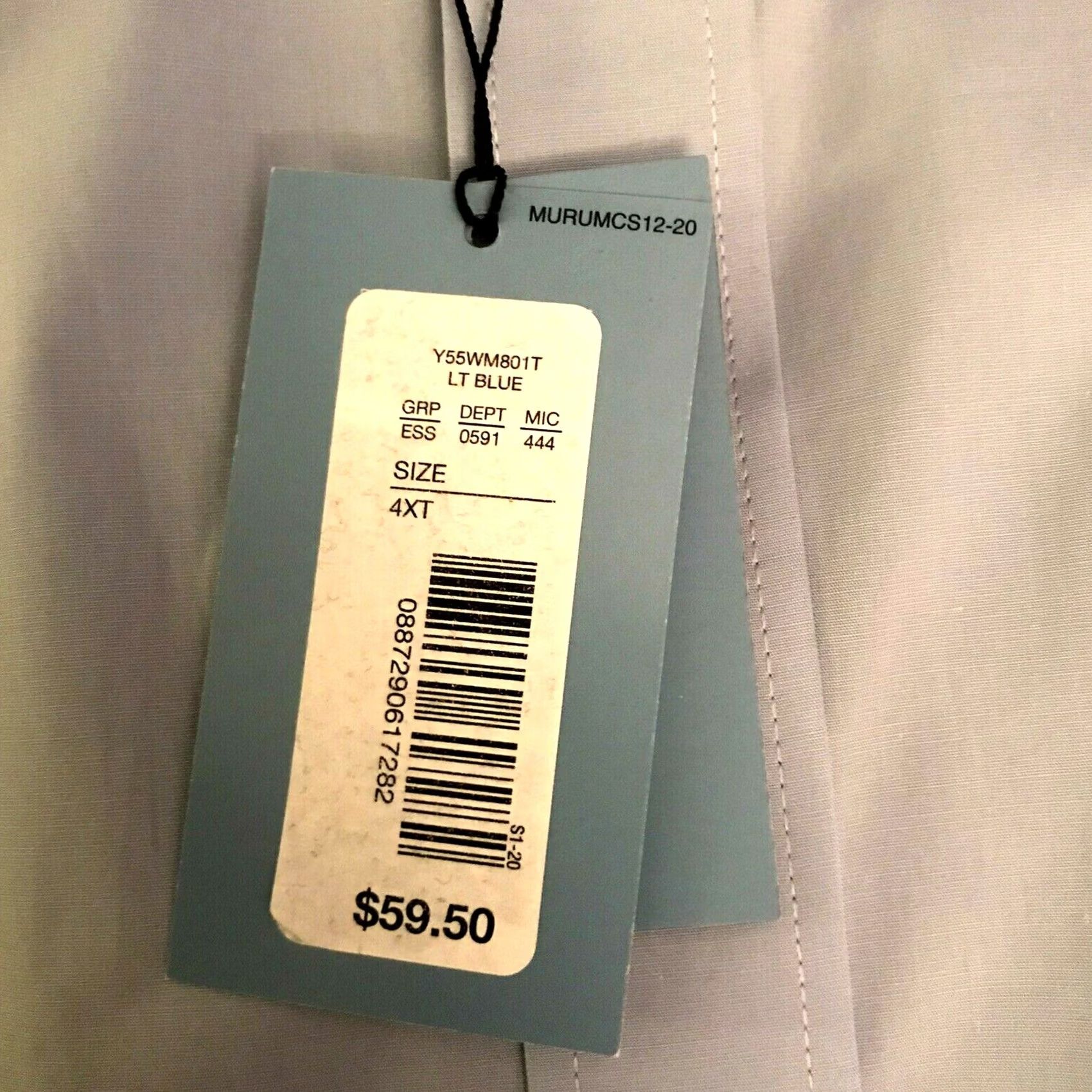 Murano Murano Utility Shirt Mens 4XLT Big Tall Light Blue Button Up Roll-Up Sleeves NEW Size US XXL / EU 58 / 5 - 6 Thumbnail