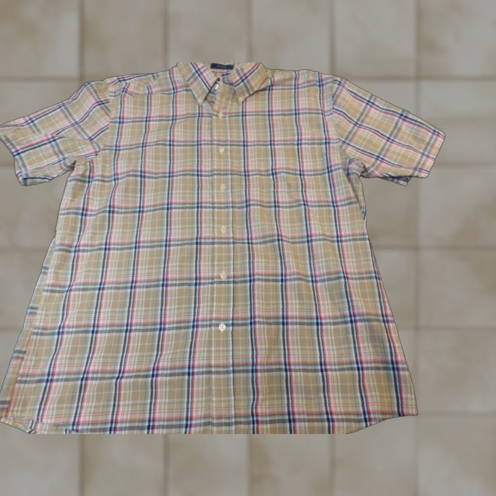 Vintage Saddlebred Shirt Men L Beige Plaid Button-Down Easy Care Slimming Pockets Logo Vintage No (Adult Regular) Size US L / EU 52-54 / 3 - 1 Thumbnail