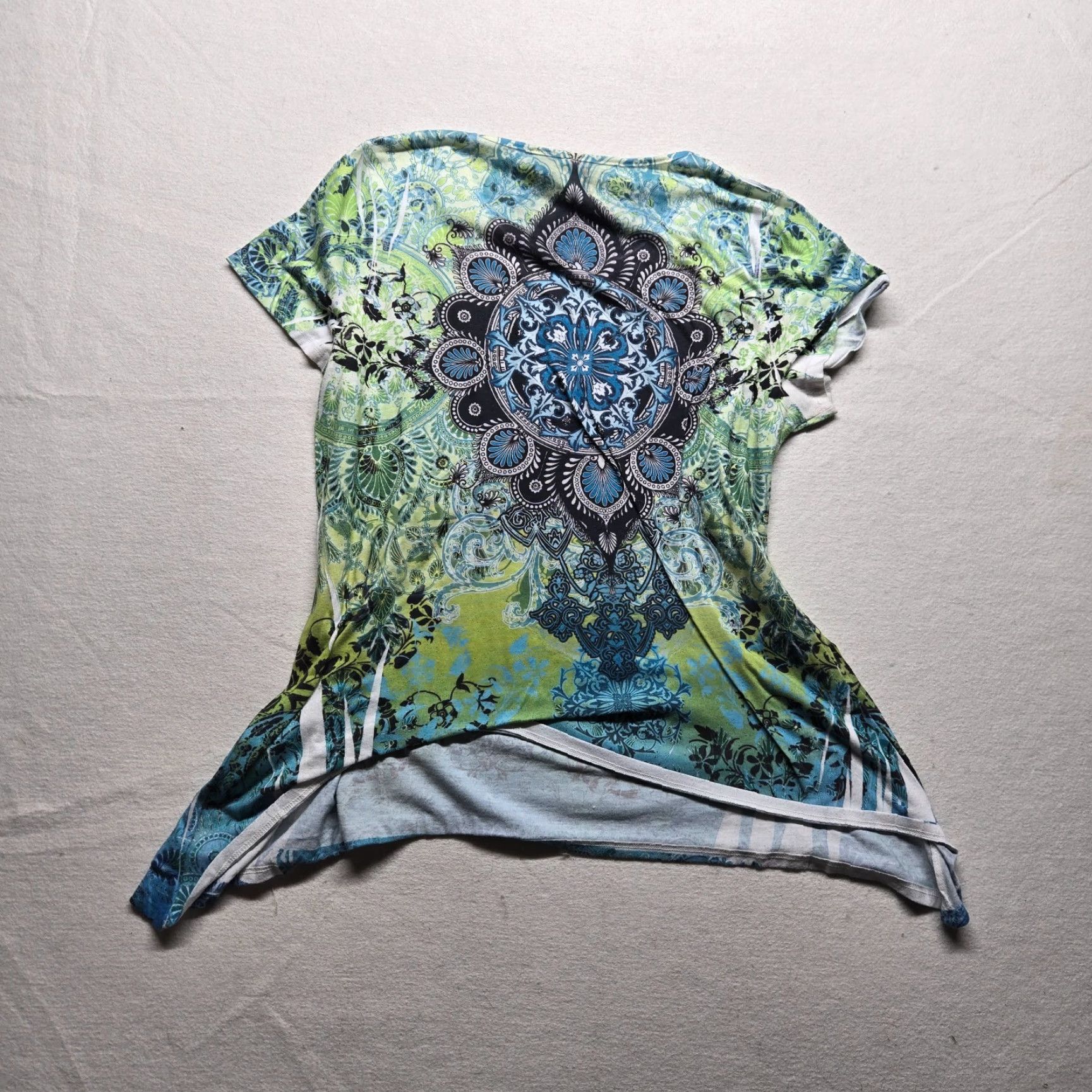 Vintage New Directions Shirt Adult Large Blue Green Short Sleeve Crew Neck Womens Size L / US 10 / IT 46 - 6 Thumbnail