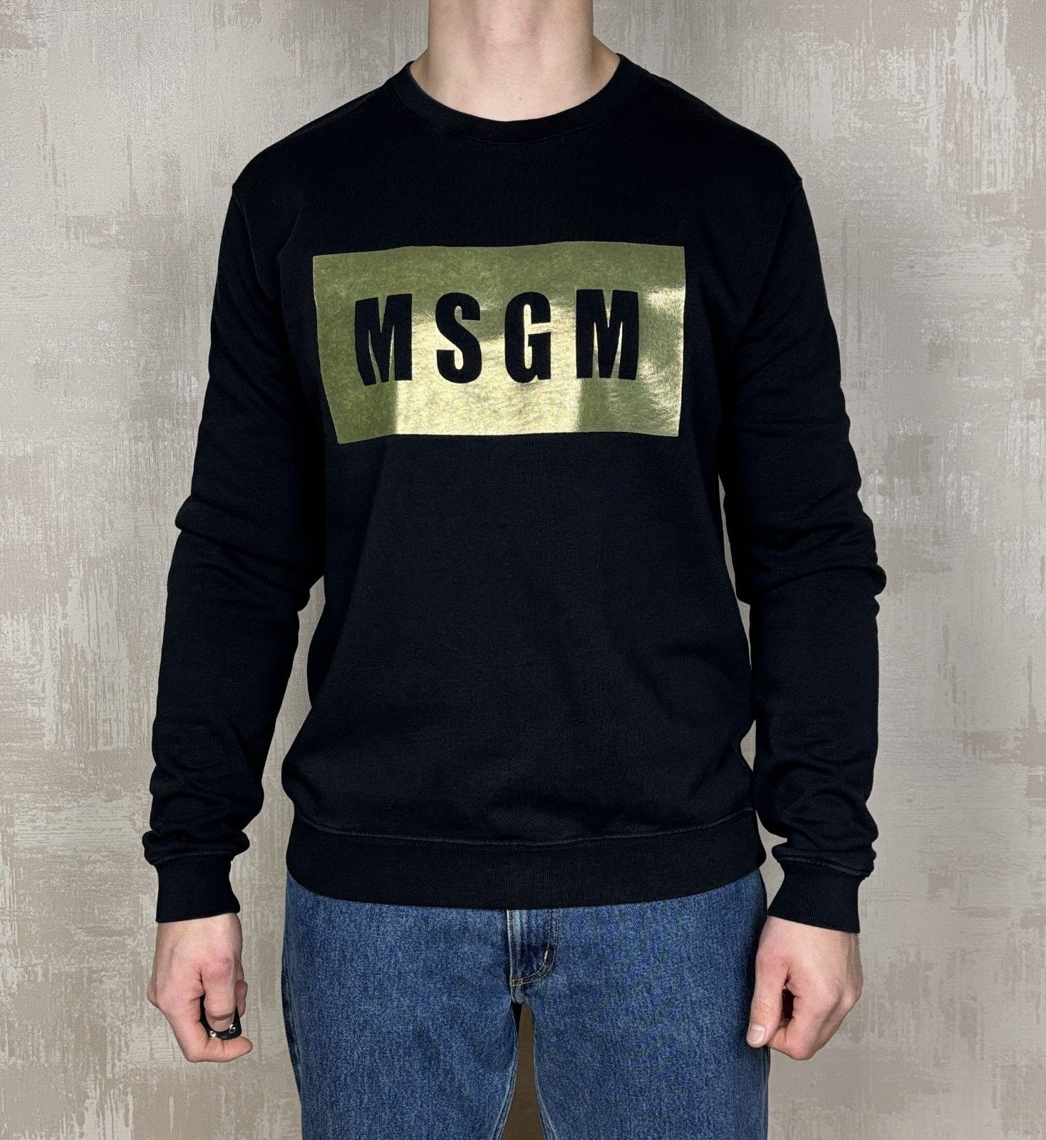 MSGM MSGM Block Gold Logo Crew Sweatshirt Size Fits Like M-L Size US L / EU 52-54 / 3 - 1 Thumbnail