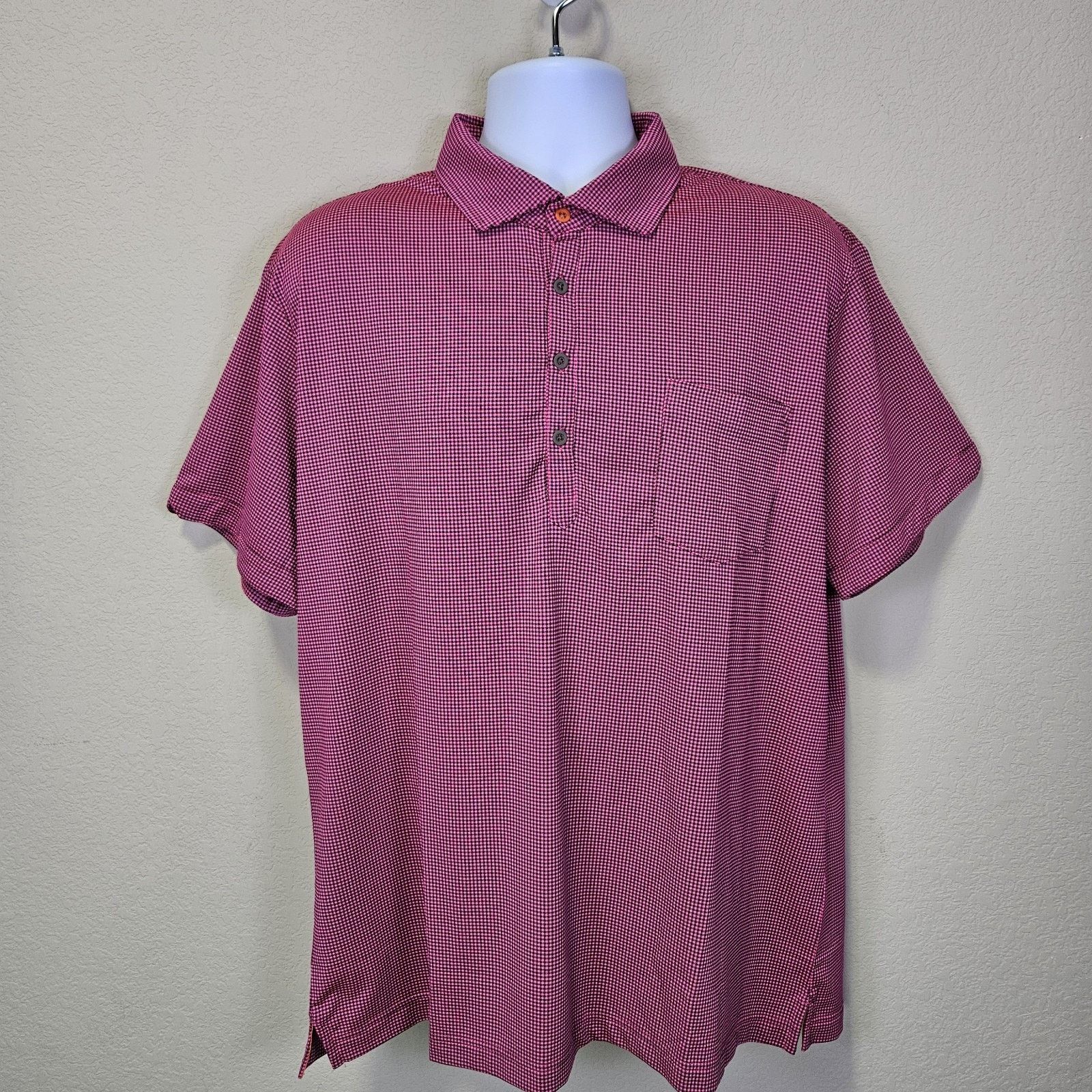 Swims SWIMS Crewart Polo Shirt Pink Micro Check Performance Golf Size US XXL / EU 58 / 5 - 2 Thumbnail