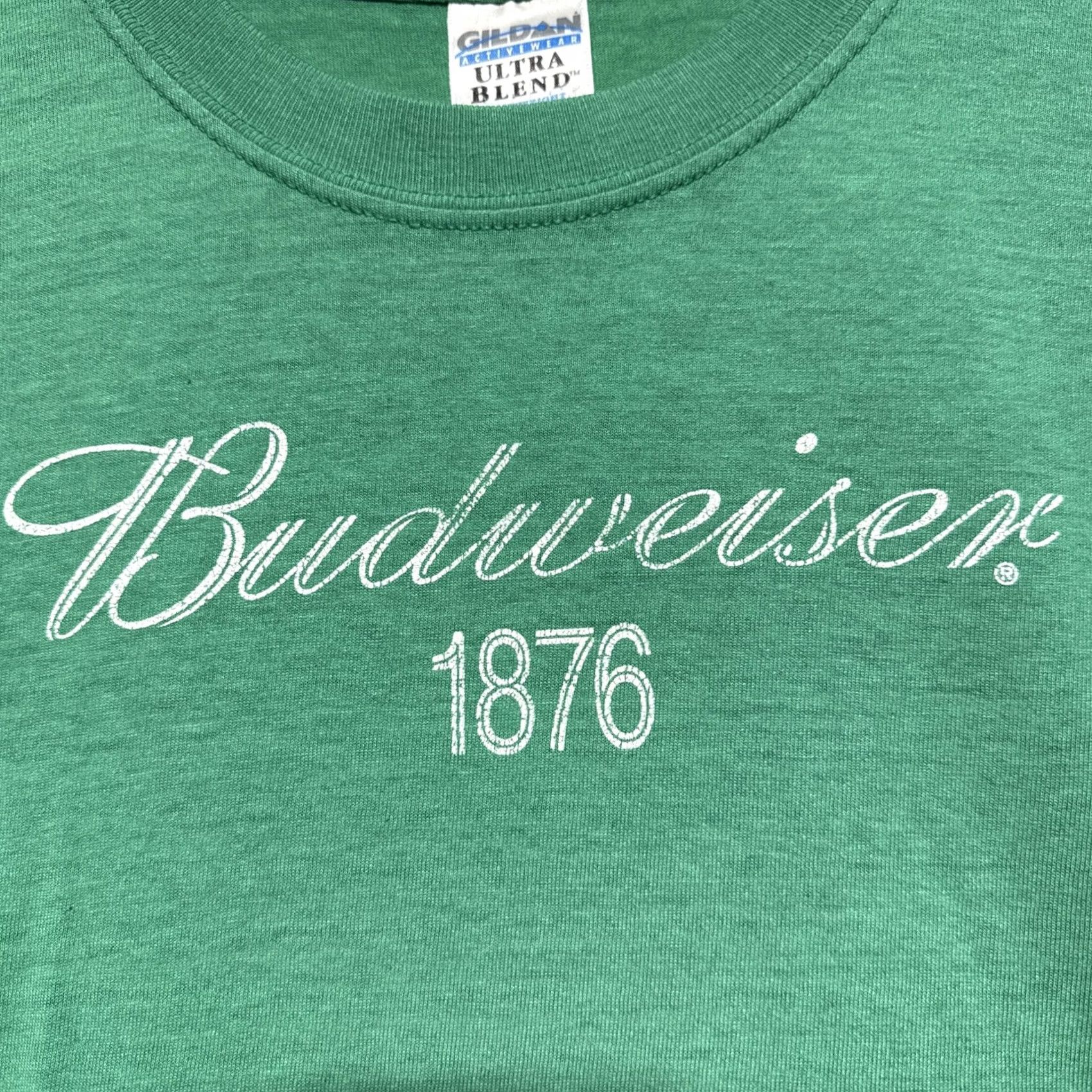 Gildan VINTAGE Budweiser 1876 Green T-shirt Men’s Size L Gildan Ultra Blend 90s Beer Crew Neck Short Sleeve Cotton Blend Size US L / EU 52-54 / 3 - 2 Thumbnail
