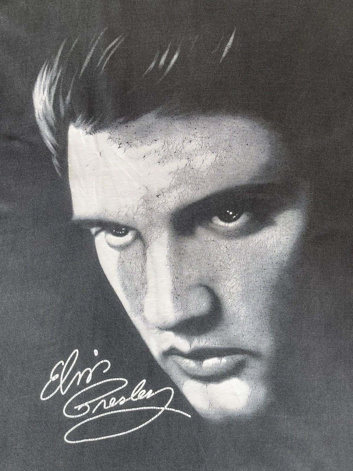 Band Tees Vintage90💢ELVIS PRESLEY💢Big Print Mirror Sun Faded Black Tee Size US XL / EU 56 / 4 - 5 Thumbnail