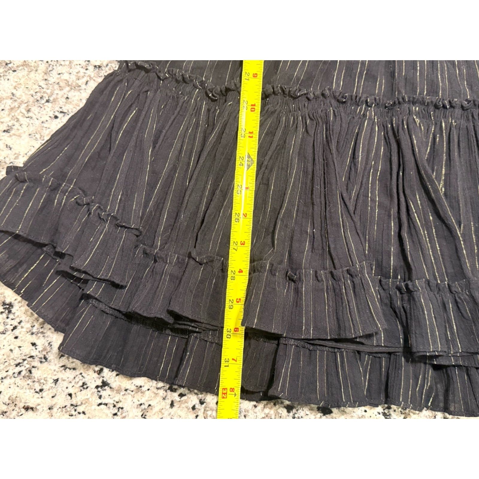 Vintage VINTAGE Misa Los Angeles Cielle Mini Flounce Dress Black Metallic Striped Women Size S Size S / US 4 / IT 40 - 2 Thumbnail