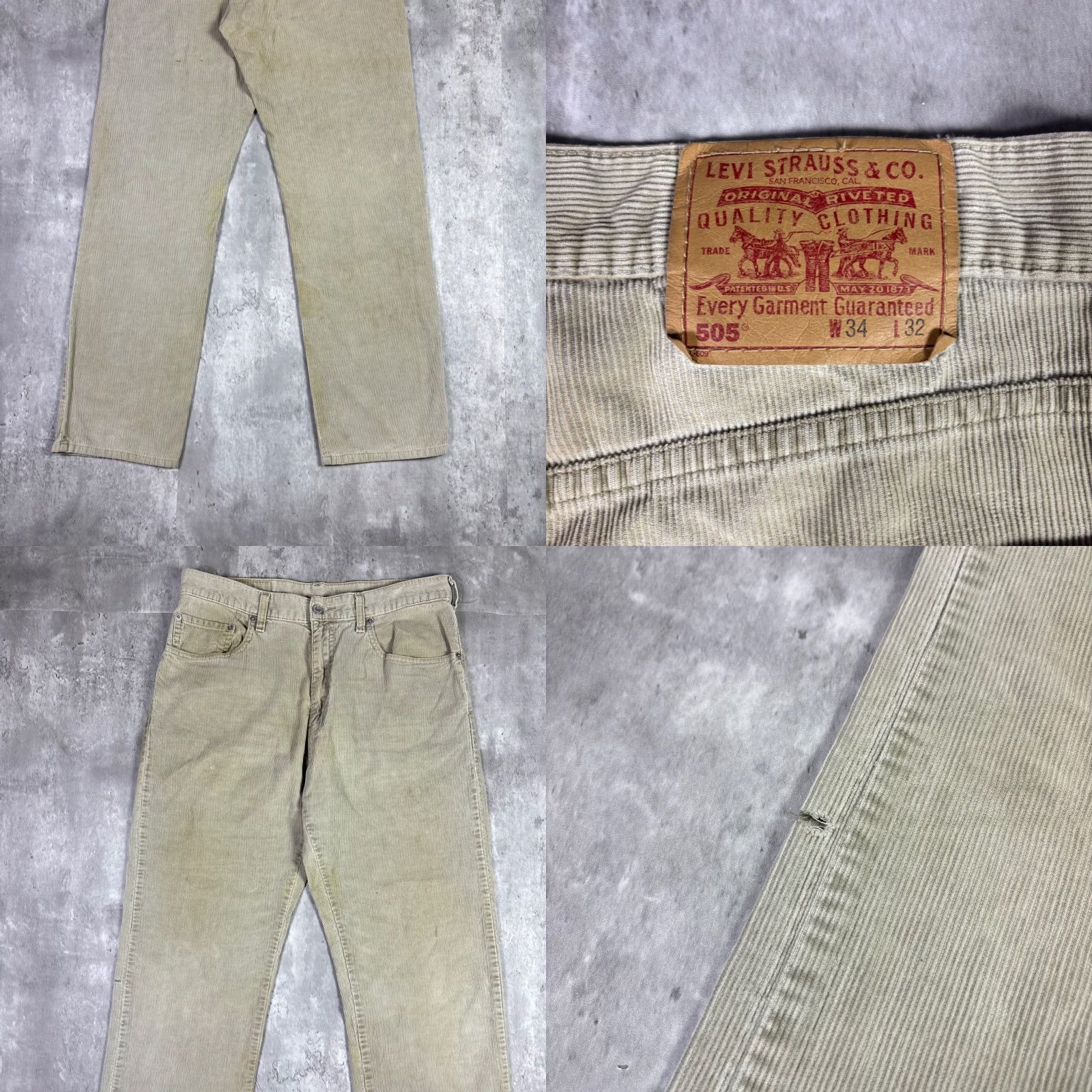 Vintage VINTAGE Levi Strauss 505 Corduroy Jeans Beige Straight Levi's 505 Mens Regular 32x30 Jeans Size US 32 / EU 48 - 8 Thumbnail