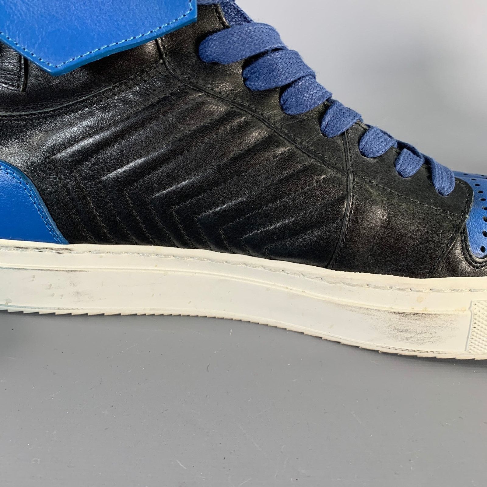 Buscemi BUSCEMI Black Blue Color Block Leather High Top Sneakers Size US 11 / EU 44 - 8 Thumbnail