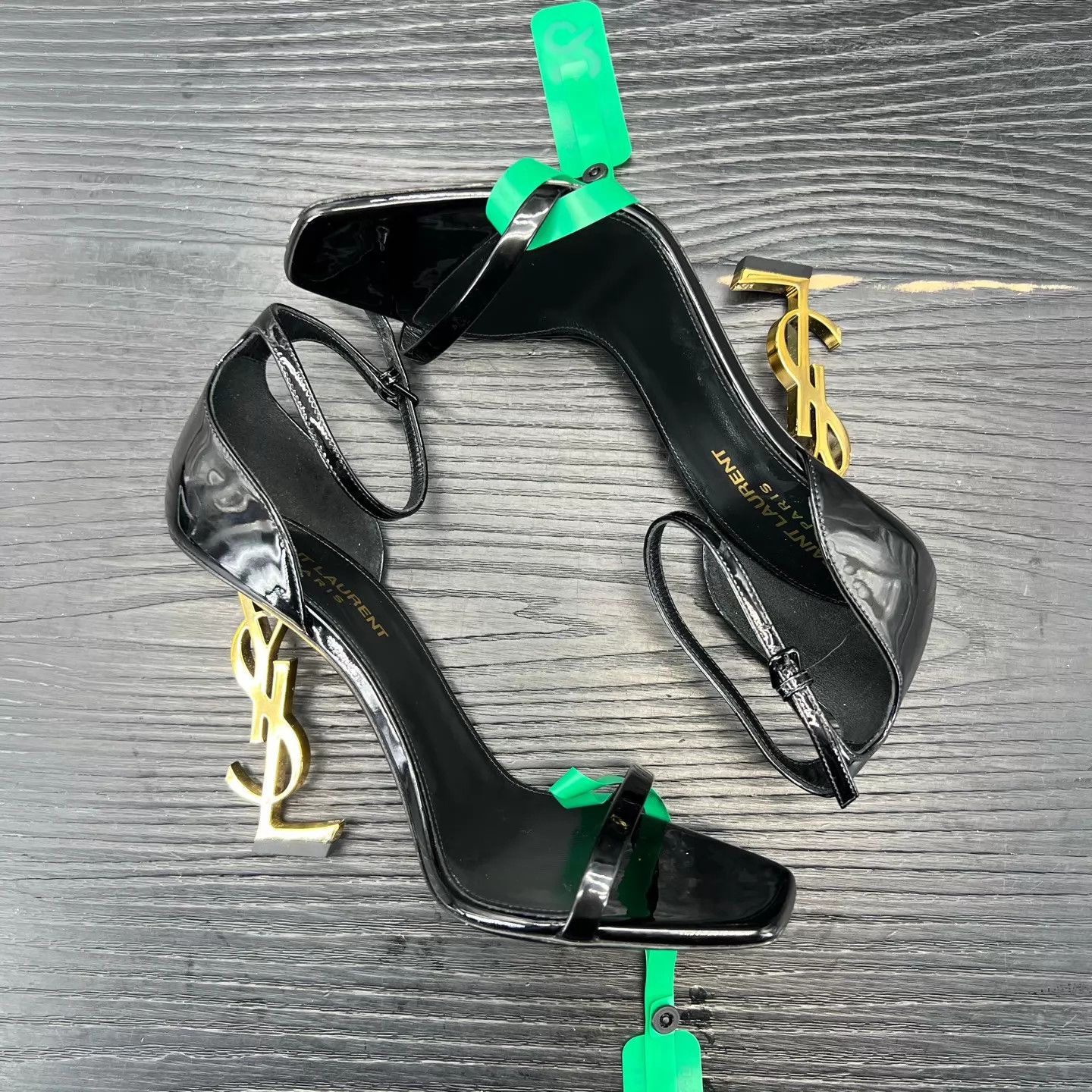 Yves Saint Laurent YSL Opyum Black & Gold Heels Women's 38 Box Size US 7.5 / IT 37.5 - 6 Thumbnail