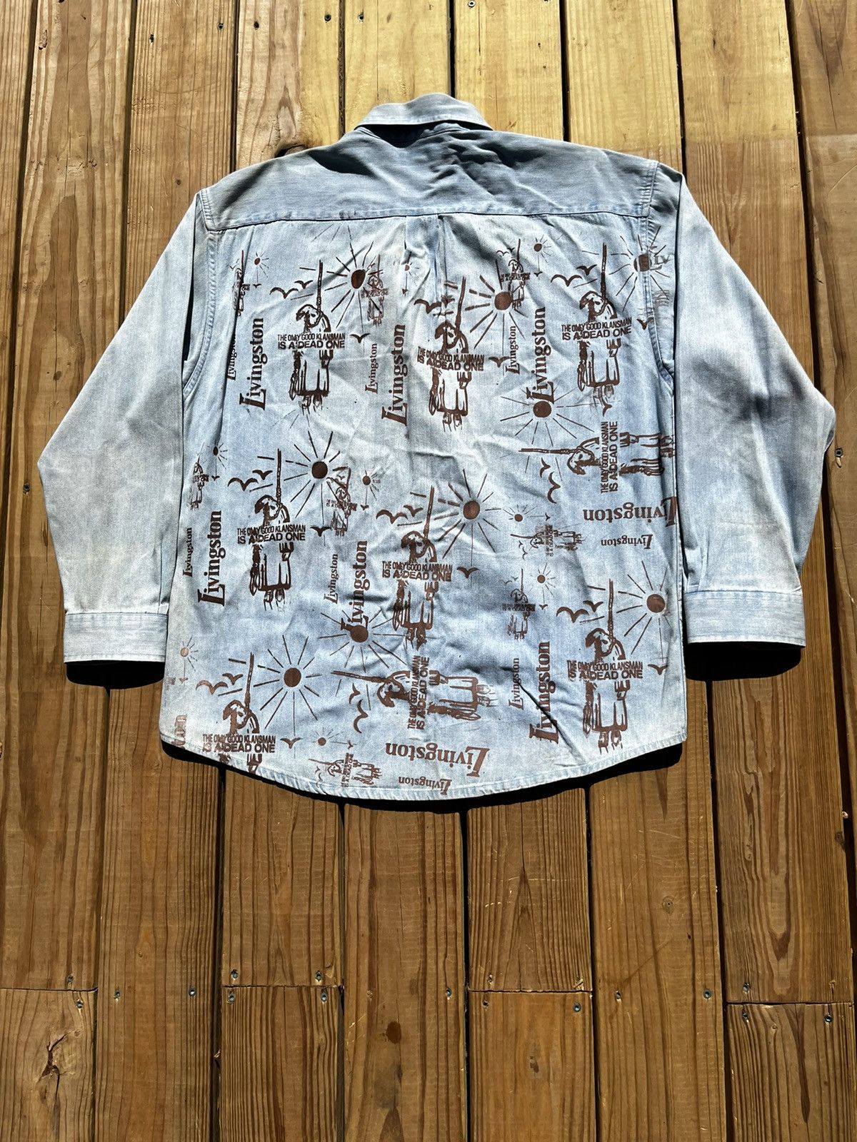 Japanese Brand Up/Cycled Denim Dead Klansman/Pornstar Button Up Shirt Size US L / EU 52-54 / 3 - 4 Thumbnail