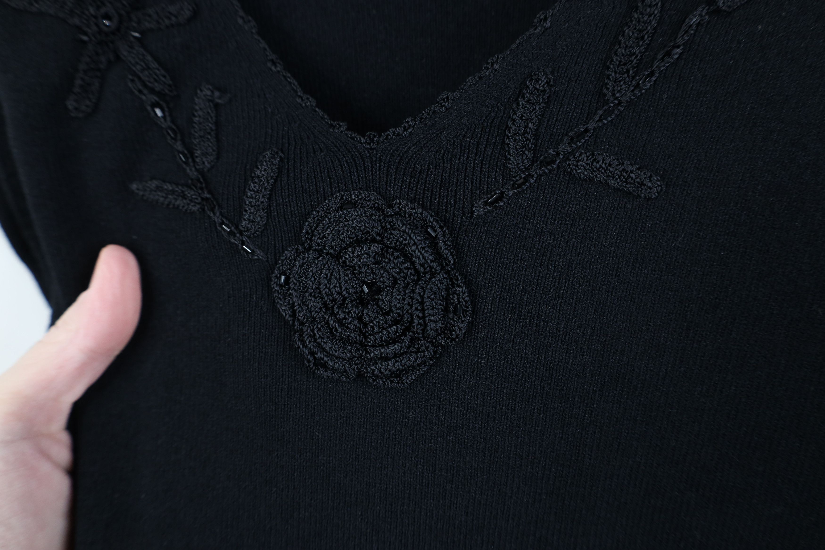Vintage Vintage 90s Streetwear Babydoll Ribbed V-Neck Sweater Black Size XL / US 12-14 / IT 48-50 - 4 Thumbnail