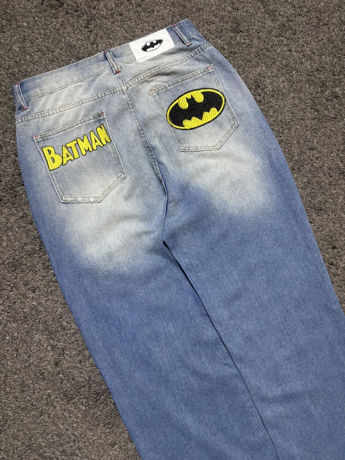 Jean × Vintage Vintage wide leg rare batman embroidered blue baggy jeans Size US 34 / EU 50 - 3 Thumbnail