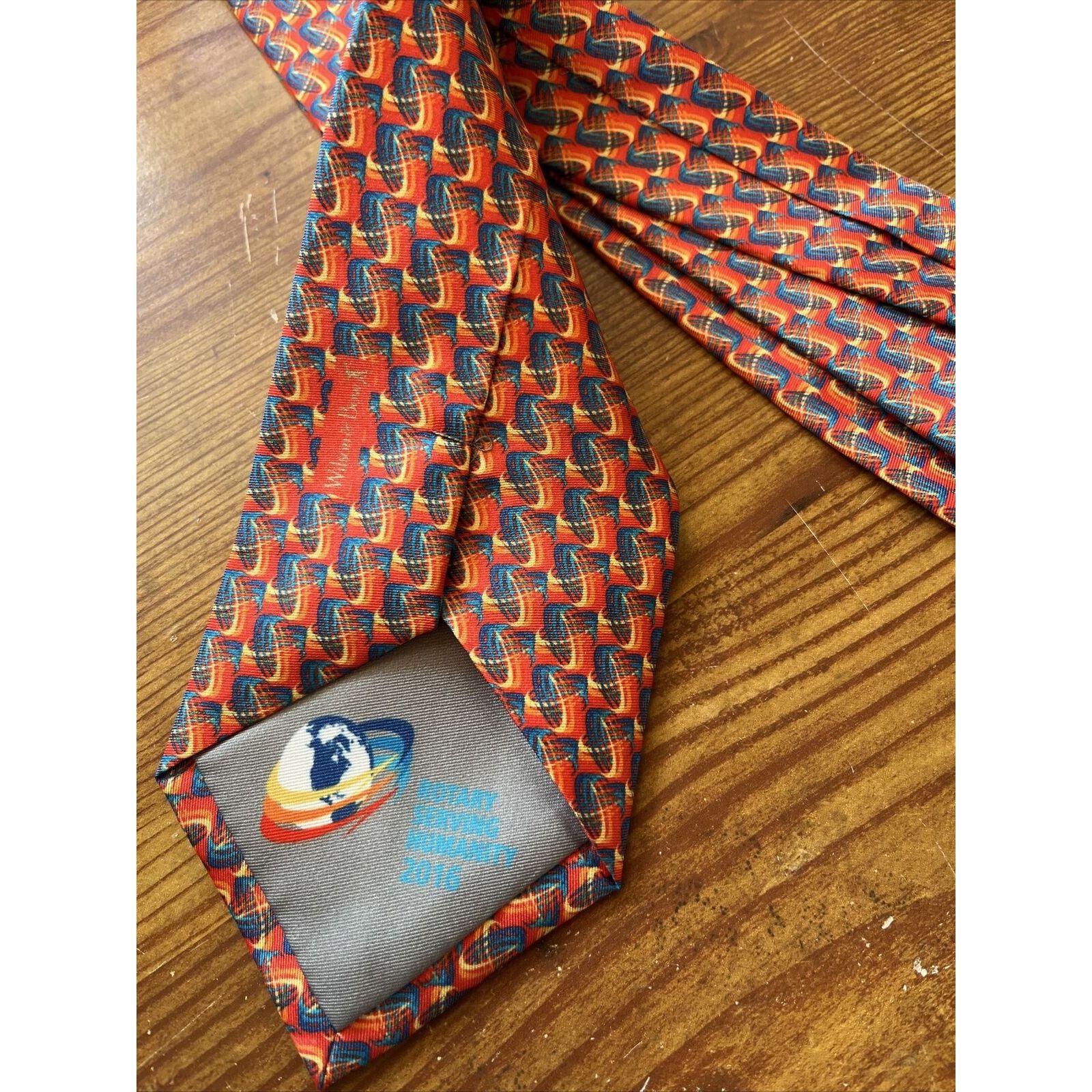 Other Rotary International 2016-17 Men’s orange blue silk necktie Size ONE SIZE - 2 Thumbnail