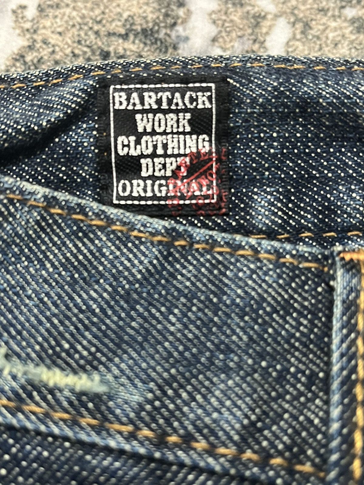 Japanese Brand Bartack Work Denim Jeans Pocket Tape