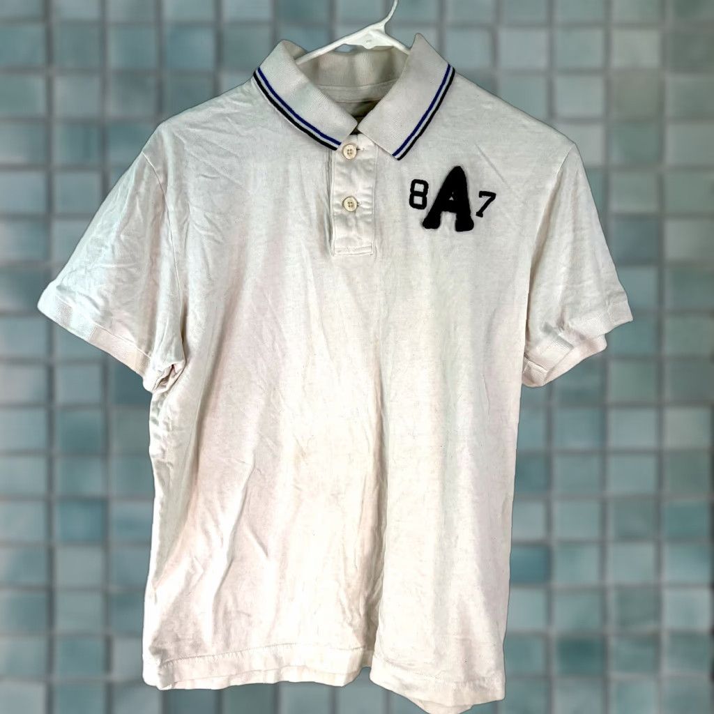 Vintage Aéropostale Polo T Shirt White Polo Shirt Mens Short Sleeves Cotton Size Medium Logo A87 Polo T Shirt White Size US M / EU 48-50 / 2 - 1 Thumbnail