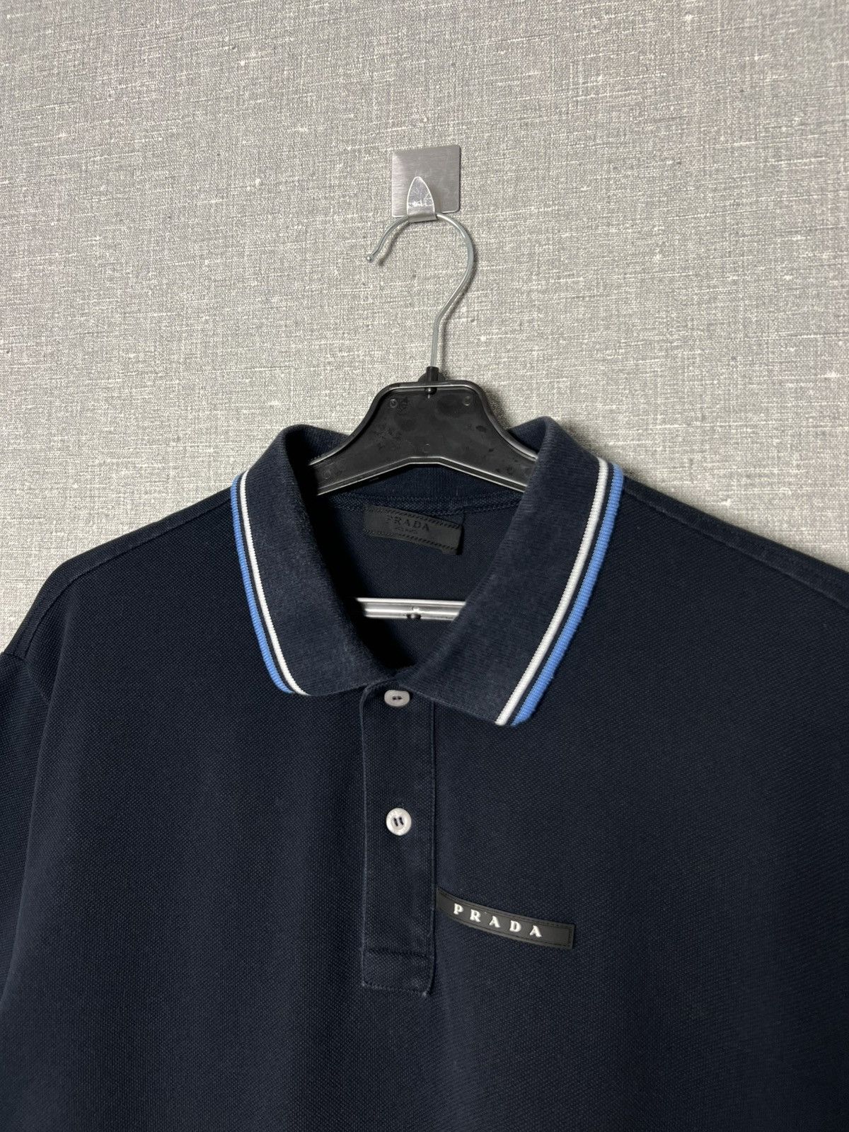 Prada Prada Milano Black Tab Logo Men’s Polo T - Shirt Dark Navy Size US L / EU 52-54 / 3 - 5 Thumbnail