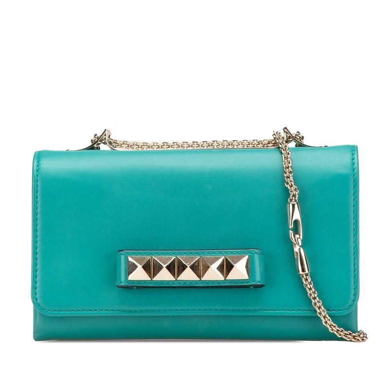 Valentino Valentino Rockstuds Leather Shoulder Bag Leather Shoulder Bag in Green, Women's