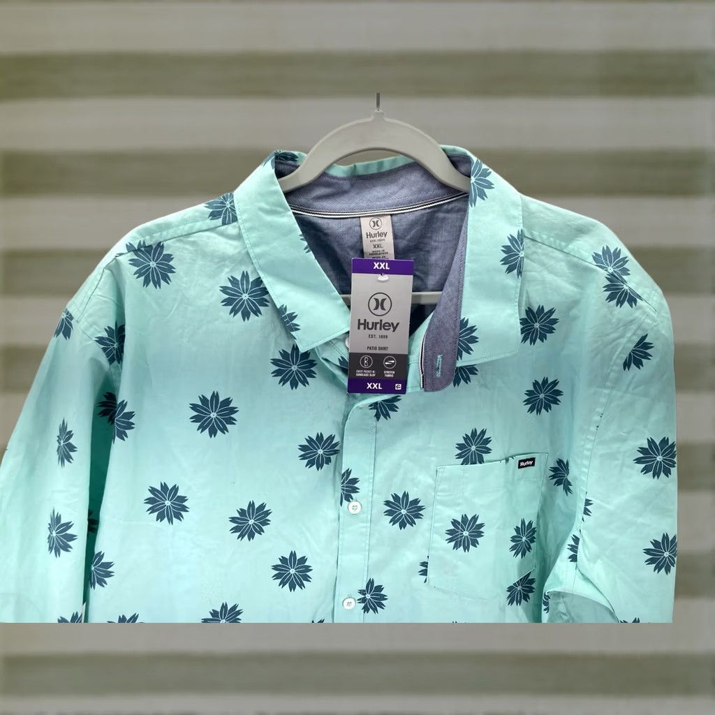 Hurley Hurley Patio Cabana Shirt Men 2XL Green Floral Button Short Sleeve Casual NWT Size US XXL / EU 58 / 5 - 1 Thumbnail