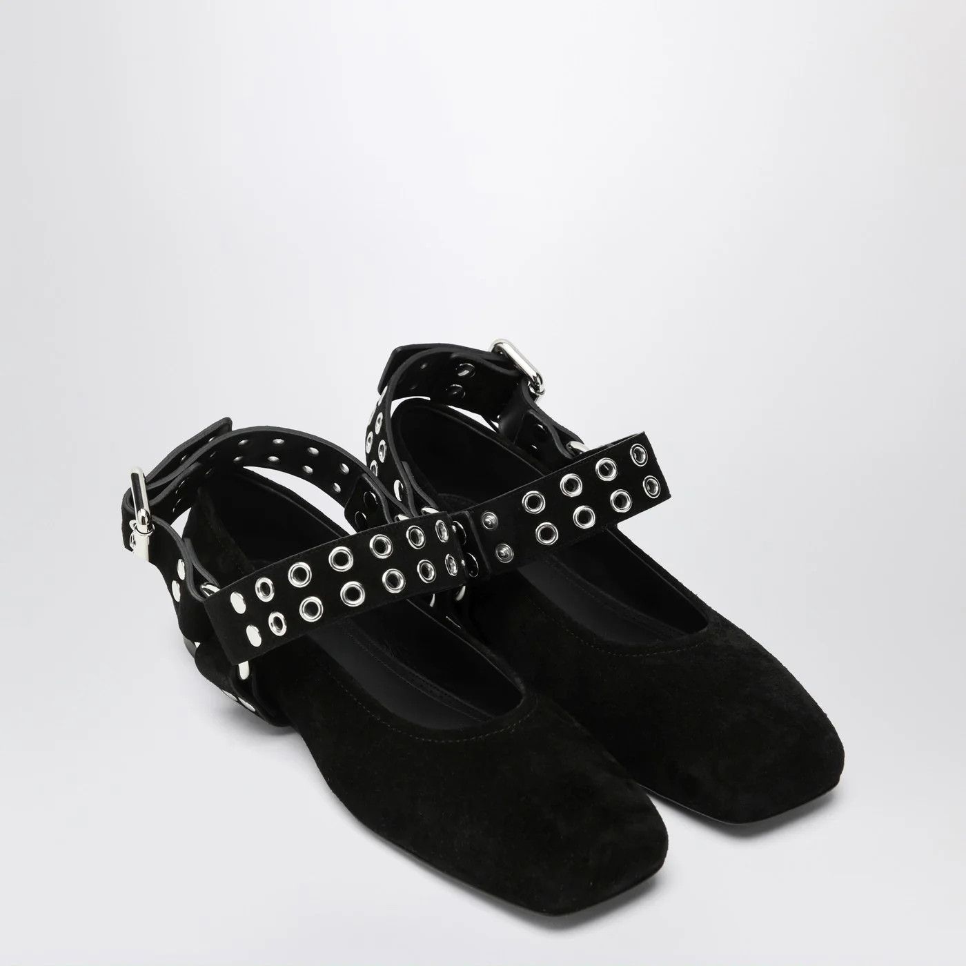 Alaia o1d2blof0426 Suede Flat Biker Ballerina in Black Size US 8 / IT 38 - 2 Thumbnail