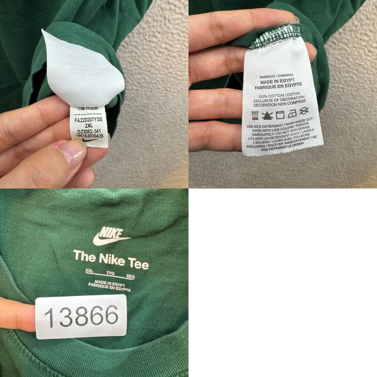 Nike Nike Tee Shirt 2XL Green Logo Embroidered Crew Neck Short Sleeve Men Mens T-Shirt 2XL Size US XXL / EU 58 / 5 - 8 Thumbnail