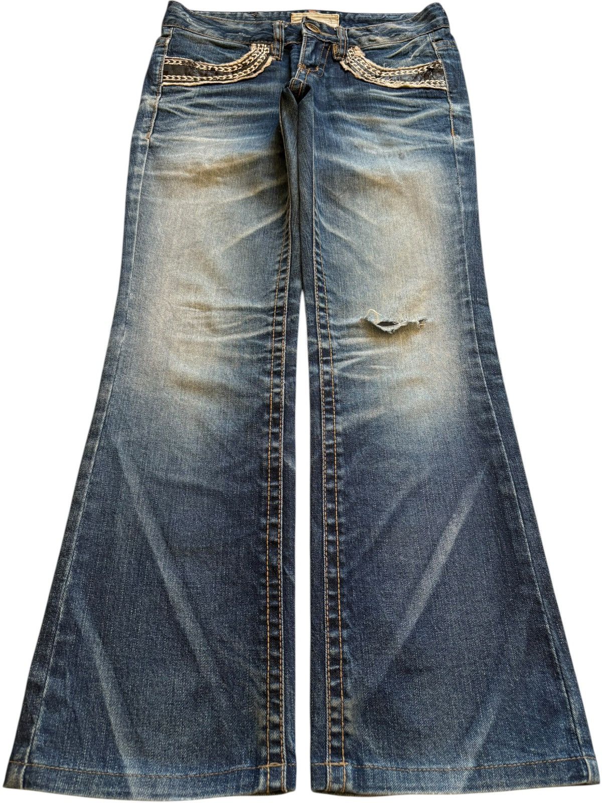 Hysteric Glamour Vintage Lolita Mud Wash Distressed Flare Jeans Size 29" - 1 Thumbnail