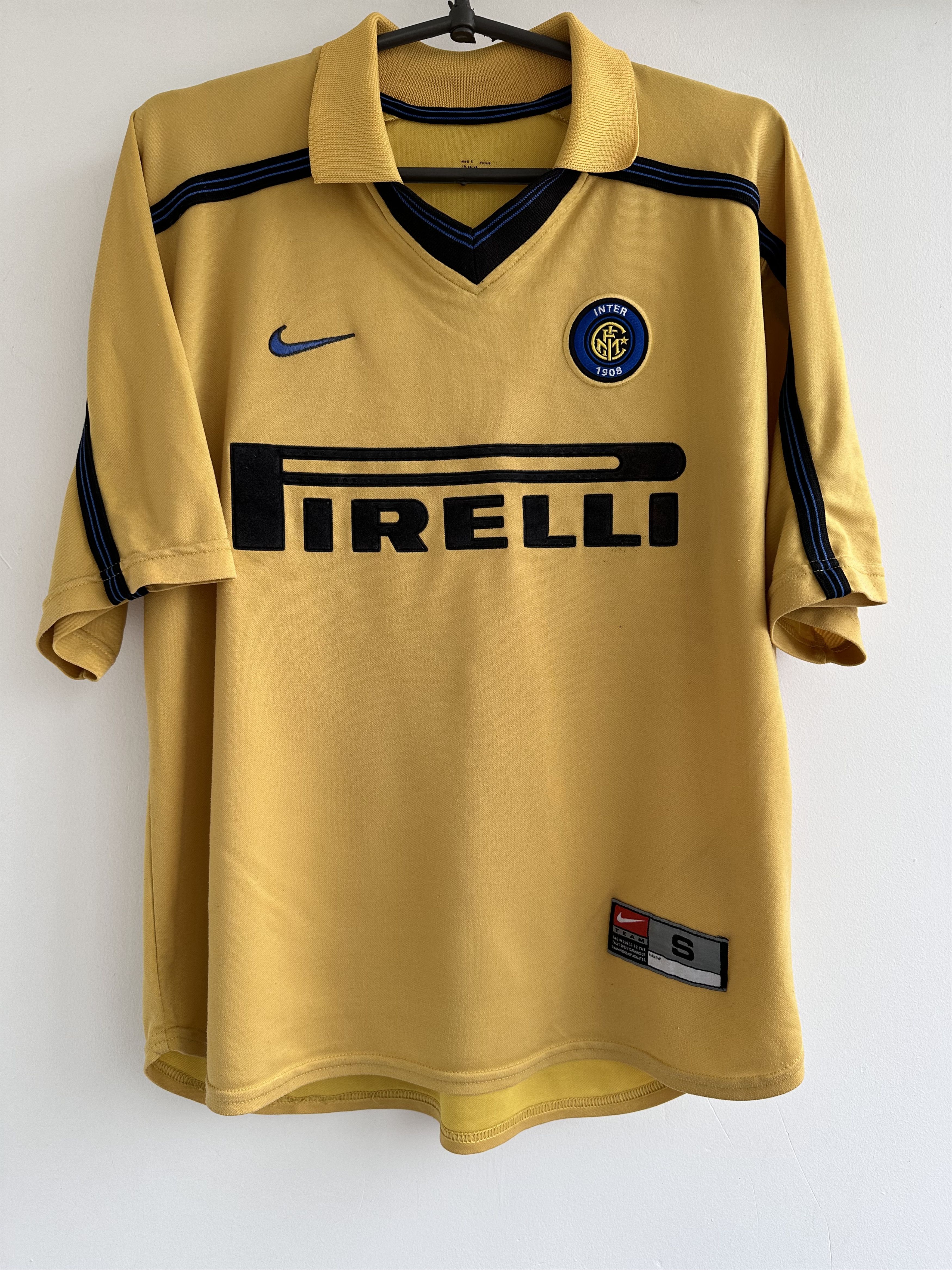 Image of Nike Inter Milan Soccer Jersey in Yellow, Men's (Size Small)