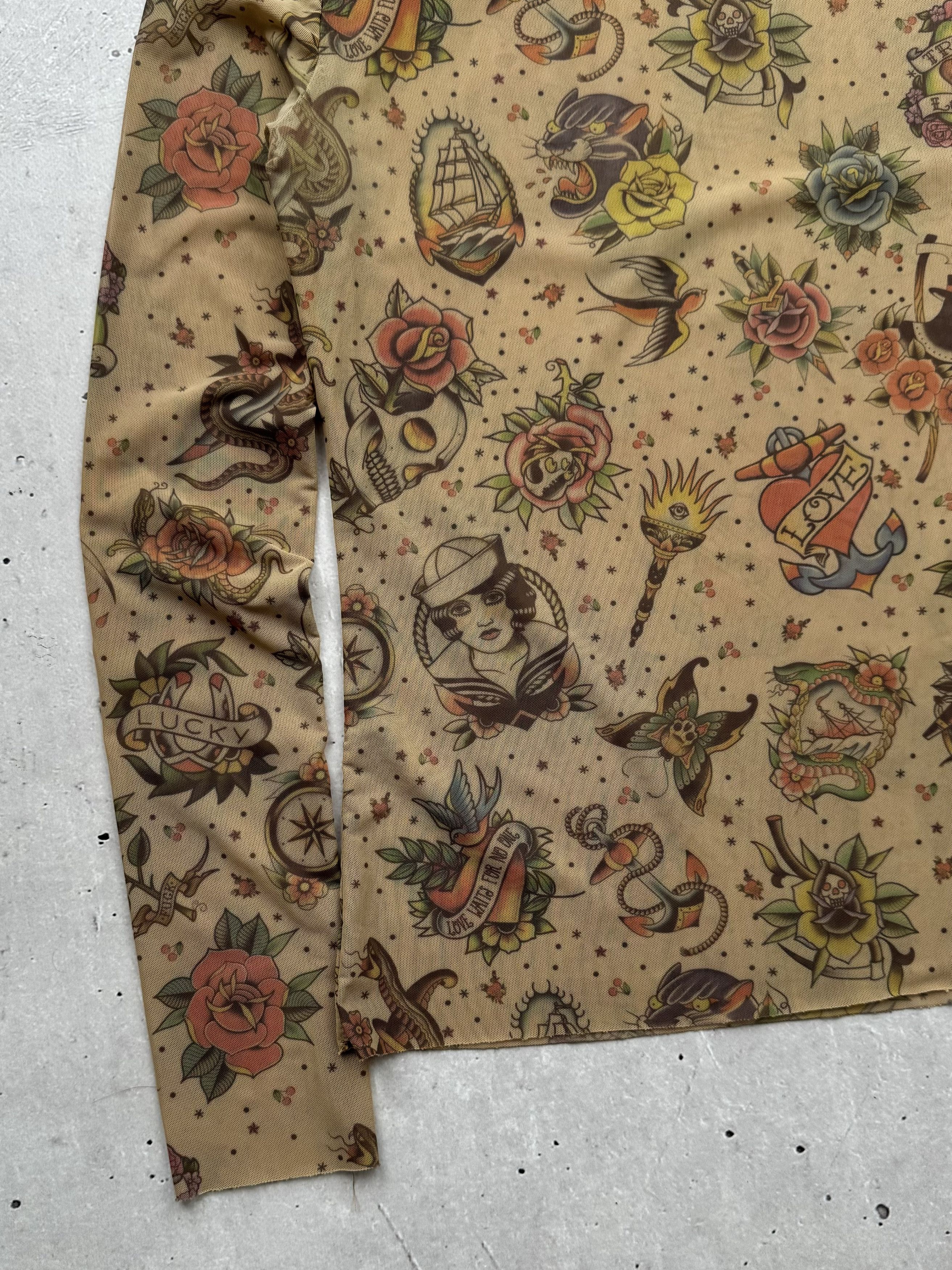 Jean Paul Gaultier × Vintage Vintage Mesh Printed Long Sleeve Gaultier Style Size S / US 4 / IT 40 - 2 Thumbnail