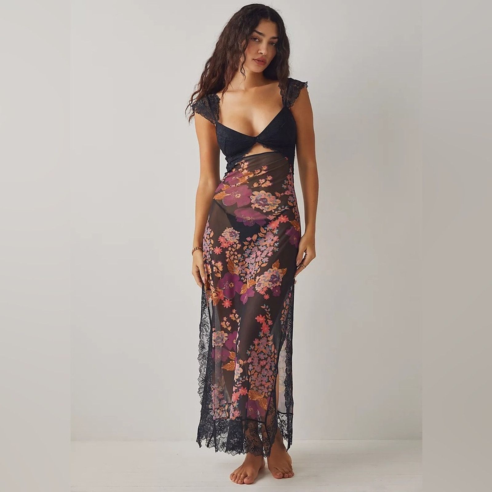 Free People 🎉LAST CHANCE🎉Free People‎ Suddenly Fine Maxi Slip Black Size XS / US 0-2 / IT 36-38 - 4 Thumbnail