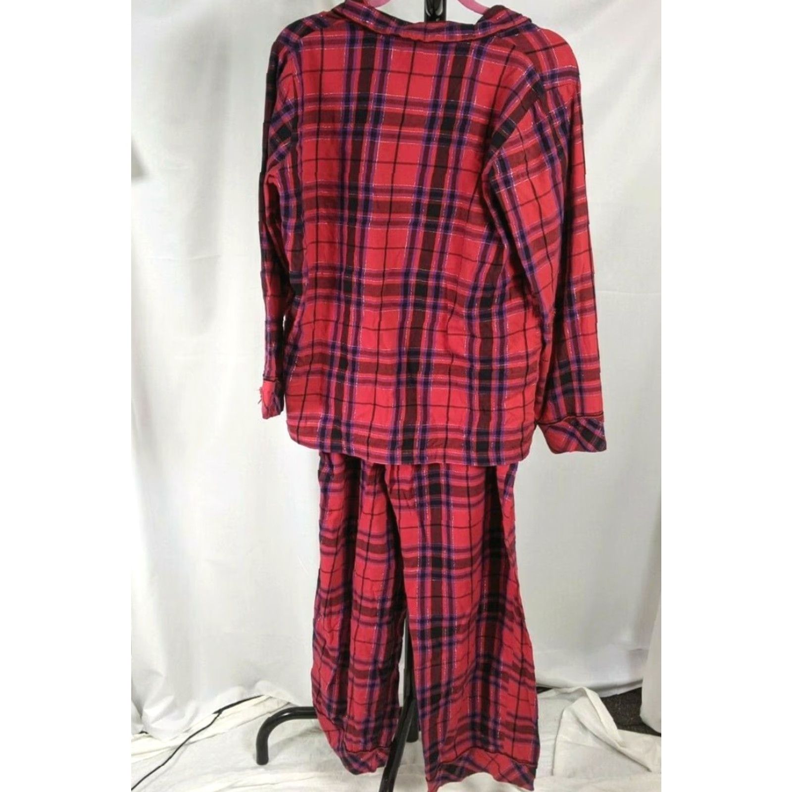 Victoria's Secret Victoria's Secret VS Red Plaid Shimmer Cotton Flannel PJ Pajama Set L/G Women Red 90s? Size ONE SIZE - 7 Thumbnail